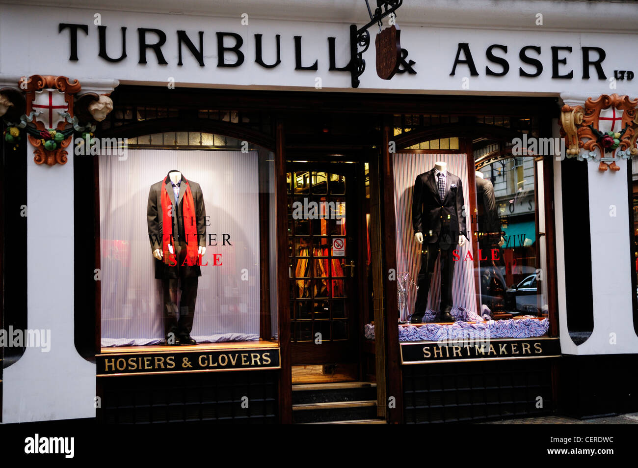 Die Shops von Turnbull & Asser Schneider-Shop in der Jermyn Street. Stockfoto