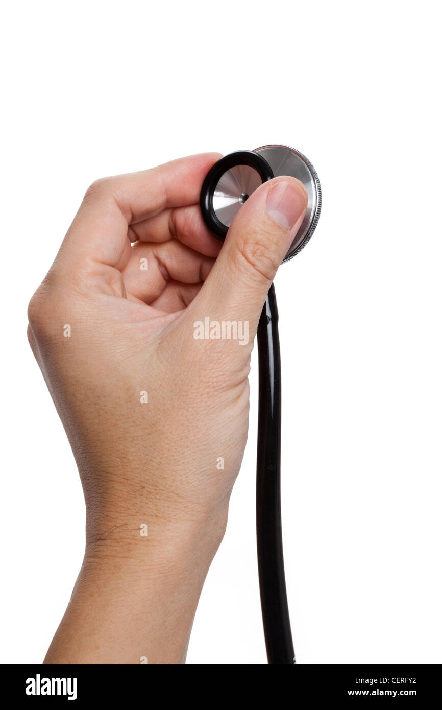 Hand hält eine medizinische Stethoskop hautnah Stockfoto