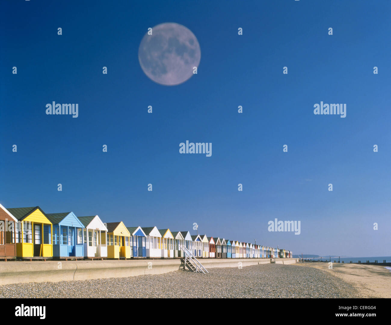 Vollmond über Baden Hütten. Stockfoto