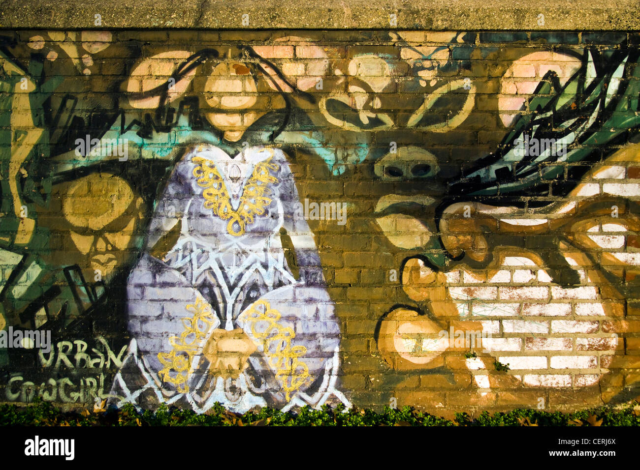 Graffiti Wandmalerei auf eine Mauer eine Randall Recreation Center in der Nähe von "The Yards" und Nationals Park in Washington, D.C. Stockfoto