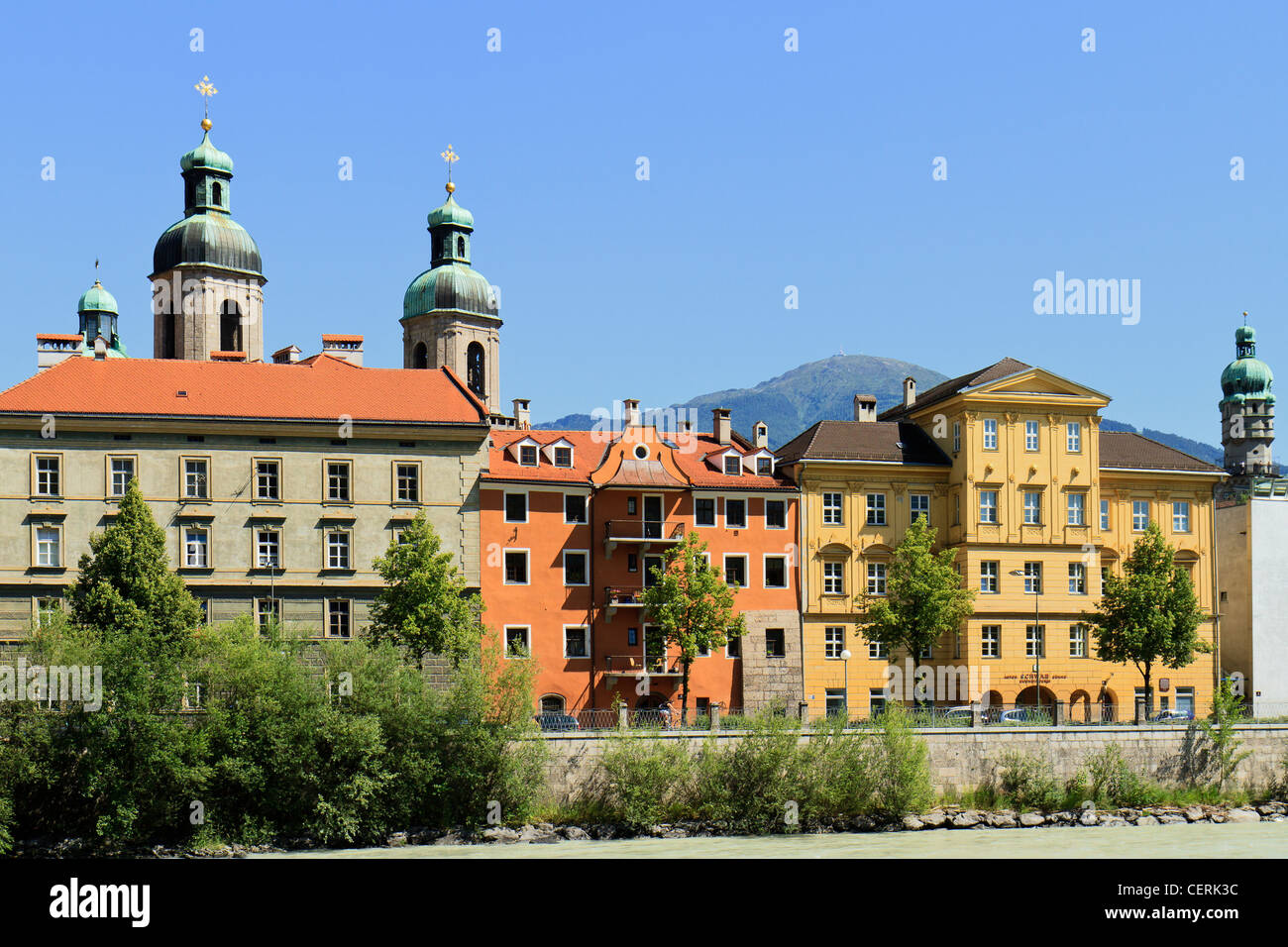 Österreich Innsbruck Riverside Gebäude Stockfoto