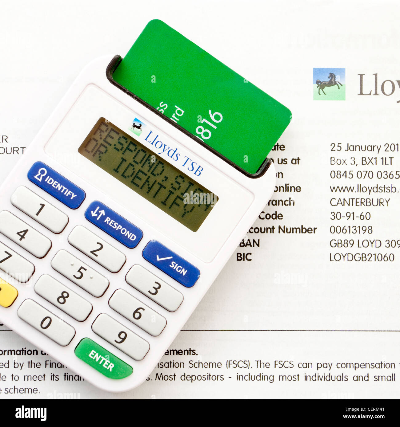 Lloyds Bank Security Card Reader Geschäftskonten Stockfoto