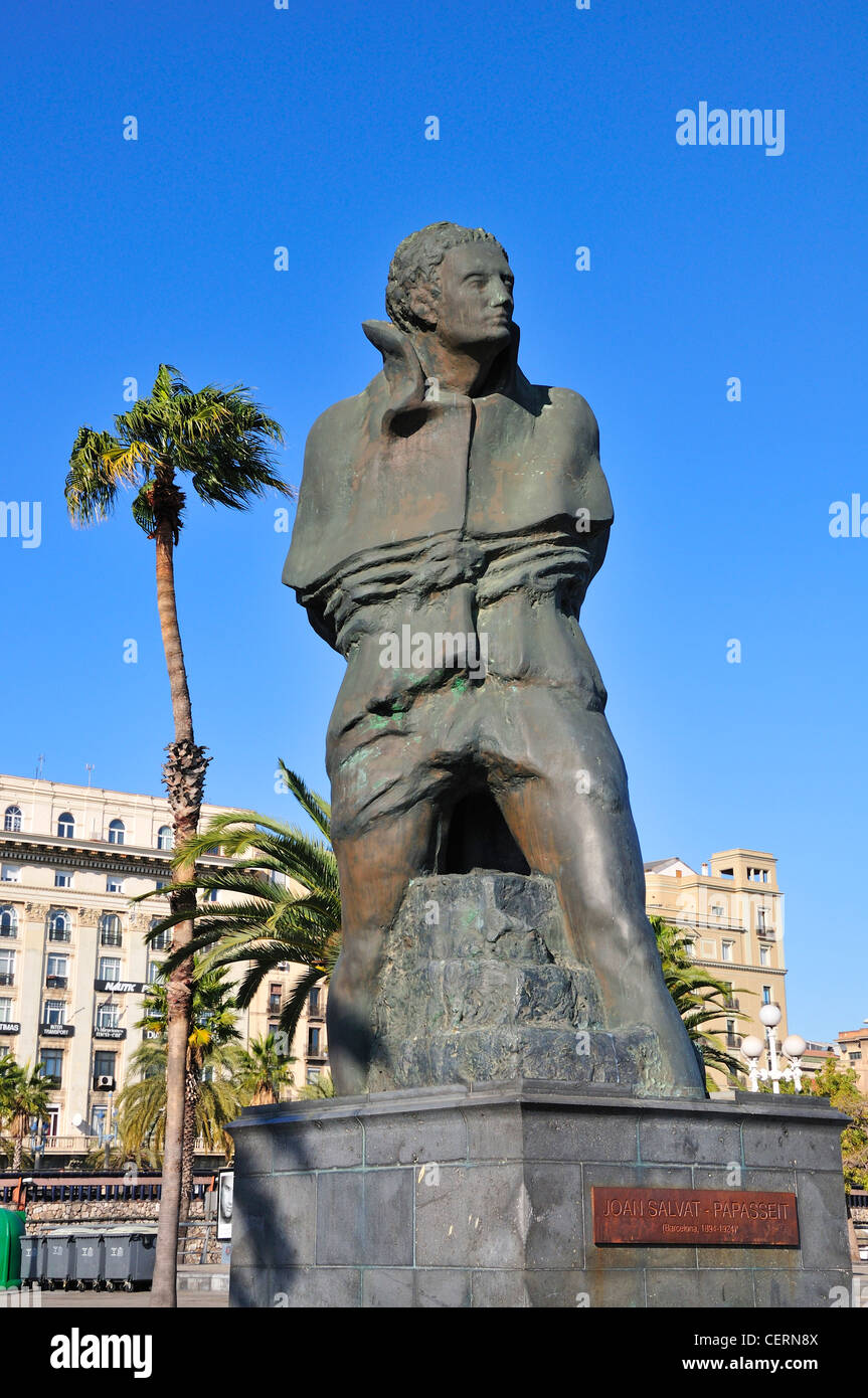 Barcelona, Spanien. Statue von Joan Salvat - Papasseit (katalanischer Dichter: 1894-1924) Stockfoto