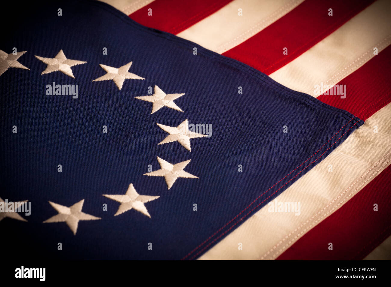 Eine Betsy Ross, 13 Sterne, amerikanische Flagge Stockfoto