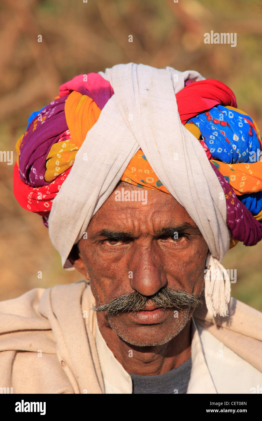 Indien, Rajasthan, Bundi, Mann, Porträt, Stockfoto