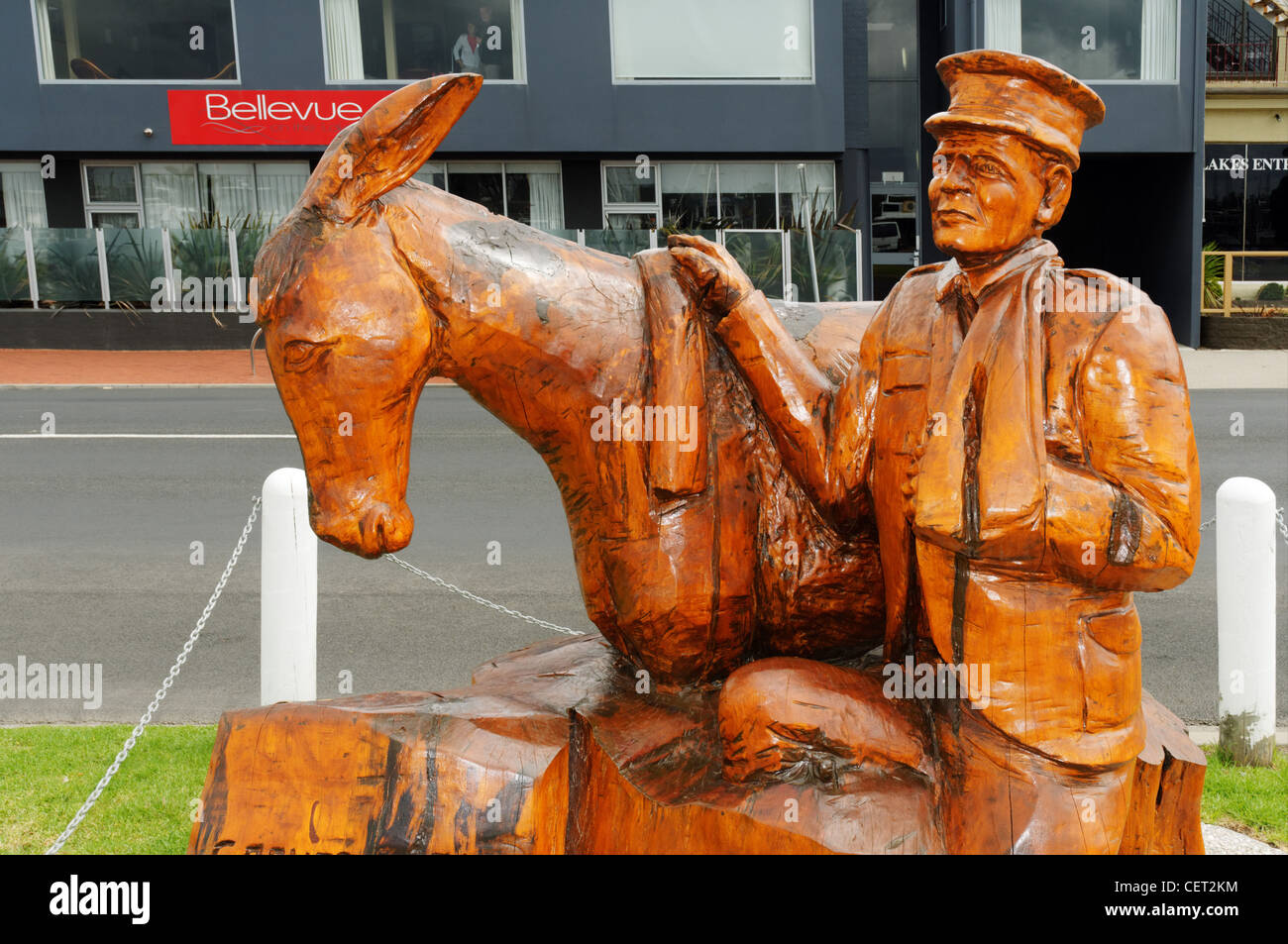 Hölzerne Carvings in der australischen Stadt Lakes Entrance Stockfoto