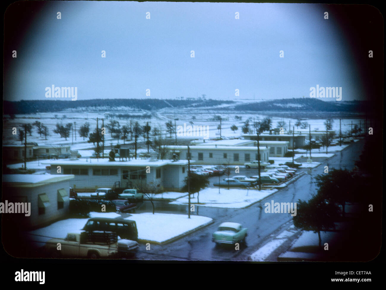 Wohnräume an Fort Wolters, Texas Hubschrauber Pilotenschule während Vietnam Krieg. 1965 Kälte eisige Winter uhaul Stockfoto