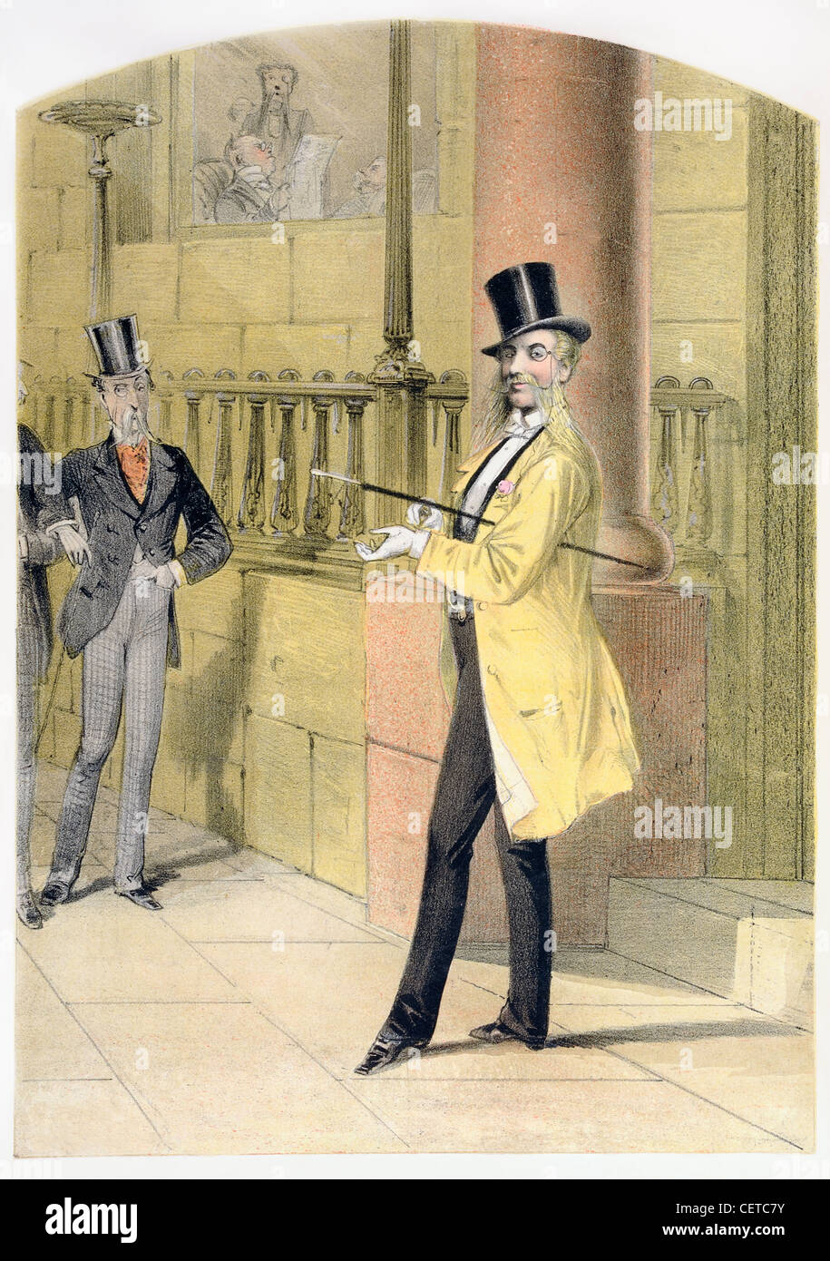 Hand gefärbt Gravur des 19. Jahrhunderts viktorianischen englischen gentleman Stockfoto