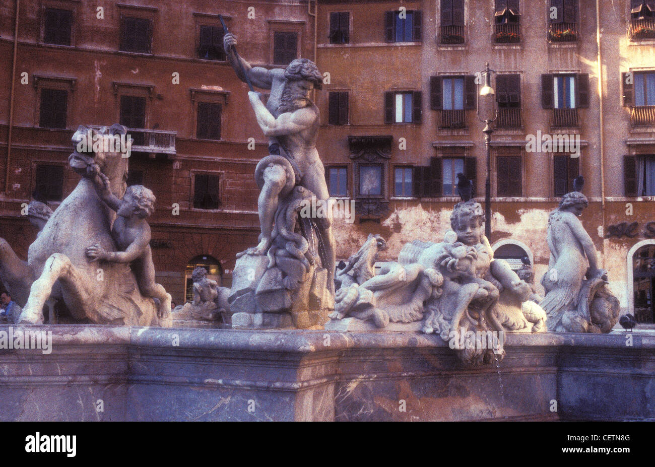 Statue Brunnen (King Neptune) Piazza Navona, Rom, Italien Stockfoto