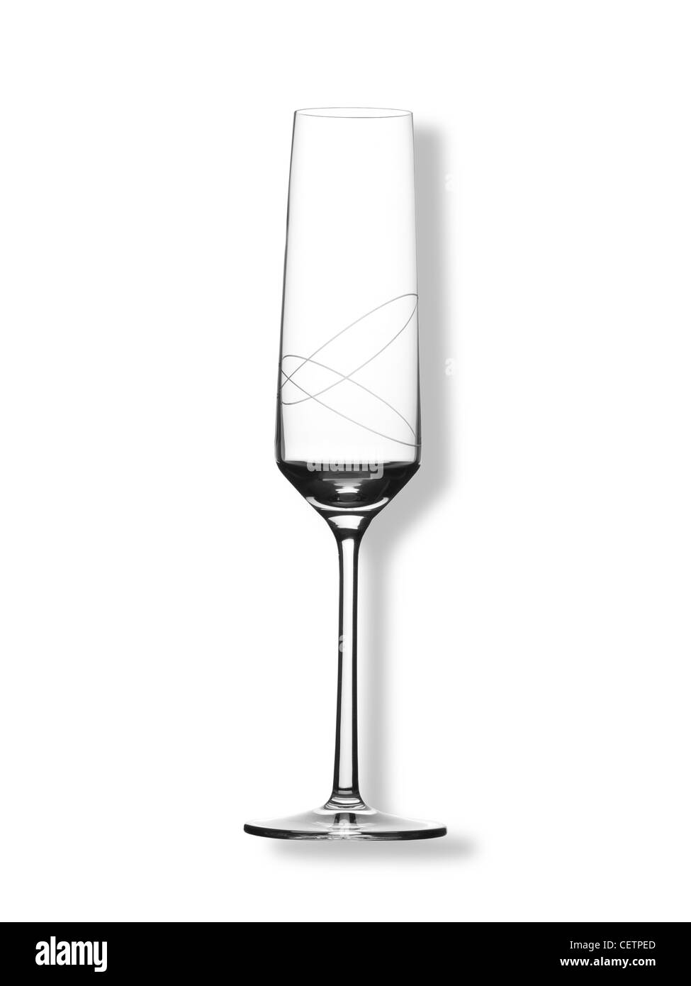 Ein Stillleben Schuss eine geätzte Kristall Wein oder Champagner Glas (jede Farbe Hintergrund auf Anfrage erhältlich) Stockfoto