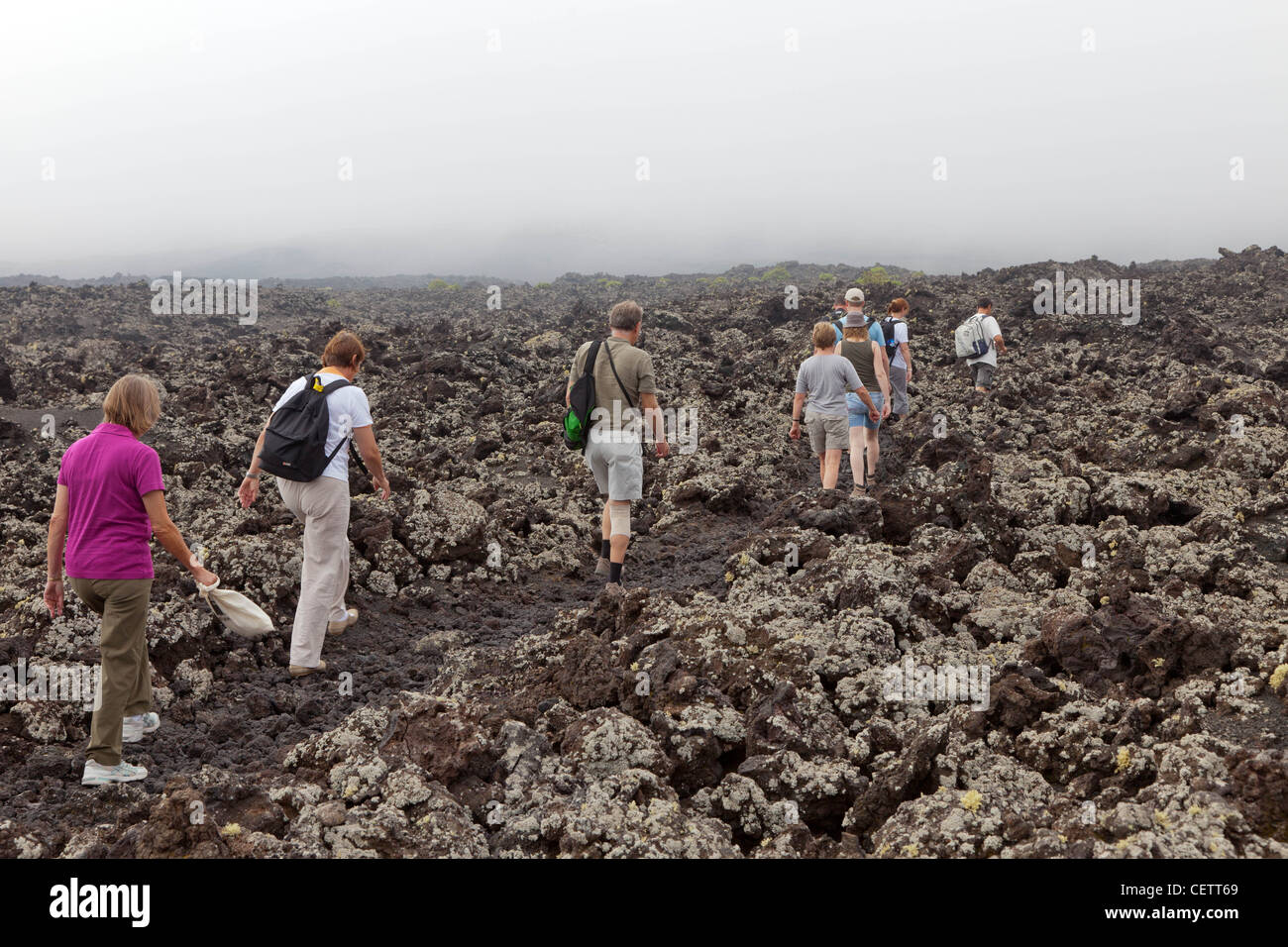 Geführter Rundgang Timanfaya Nationalpark auf Lanzarote Stockfoto