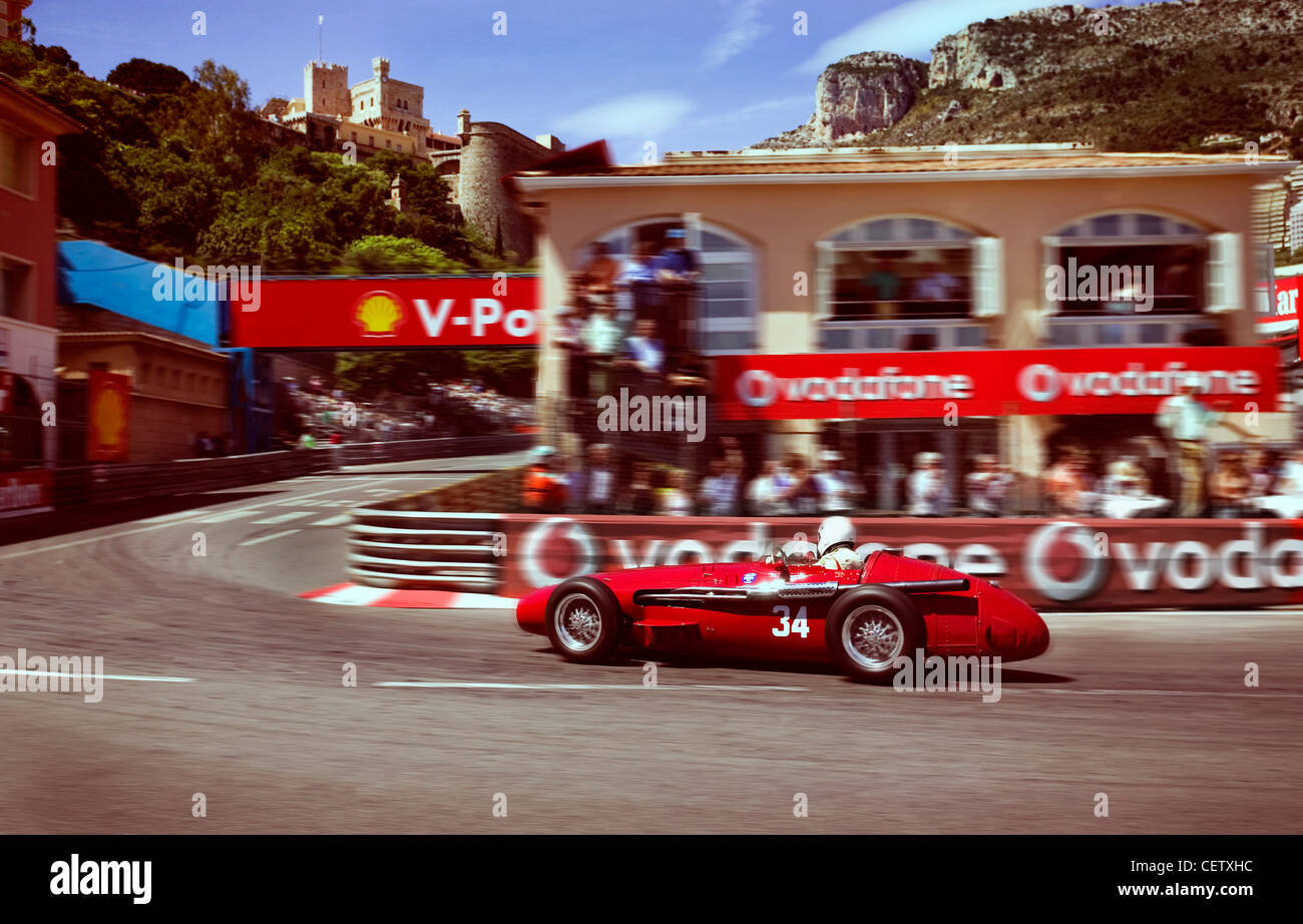 Maserati 250F fahren im historischen Monarco GP Stockfoto