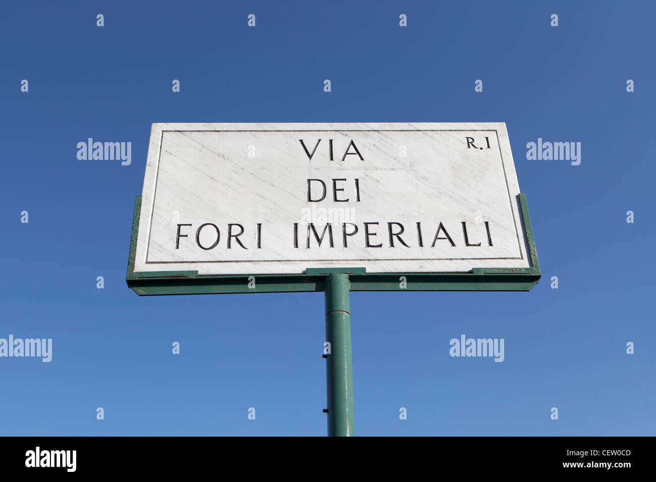 Via dei Fori Imperiali Straße unterzeichnen Sie in Rom, Italien Stockfoto