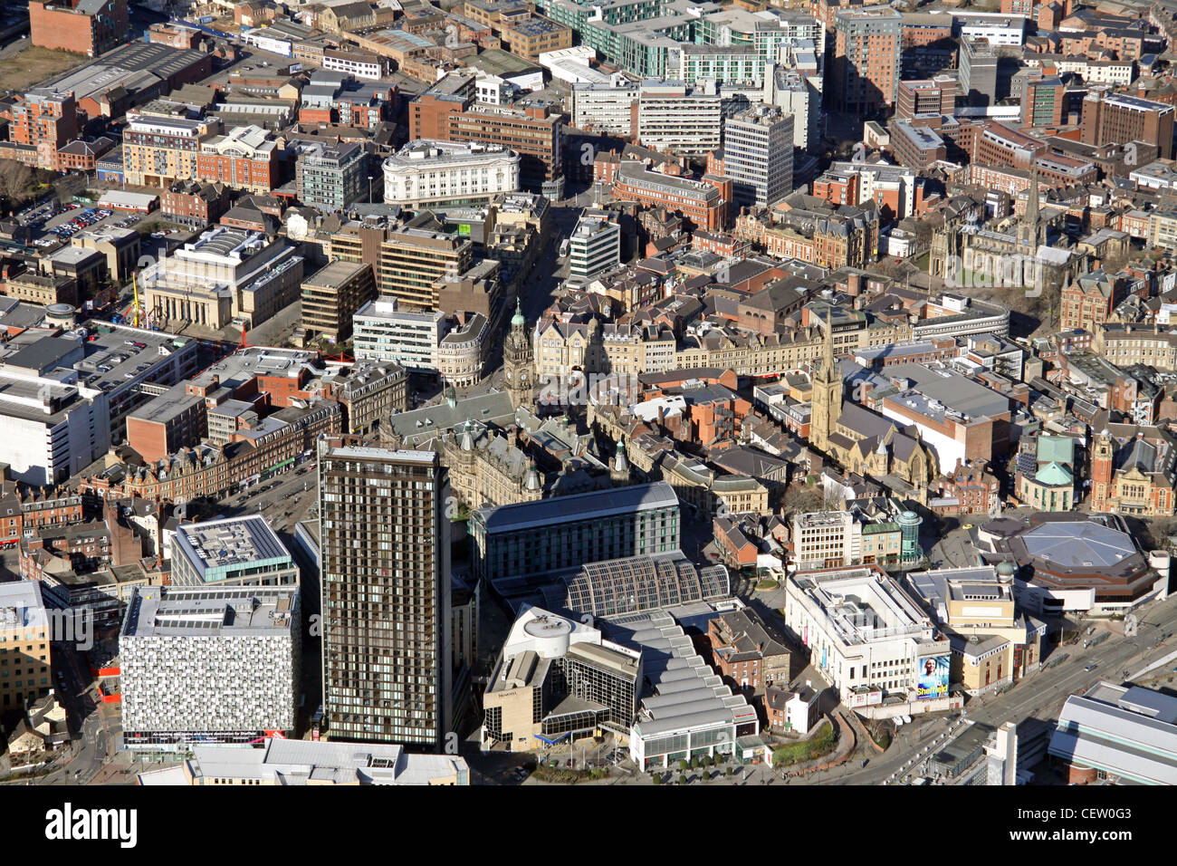 Luftaufnahme der Sheffield City Centre Stockfoto