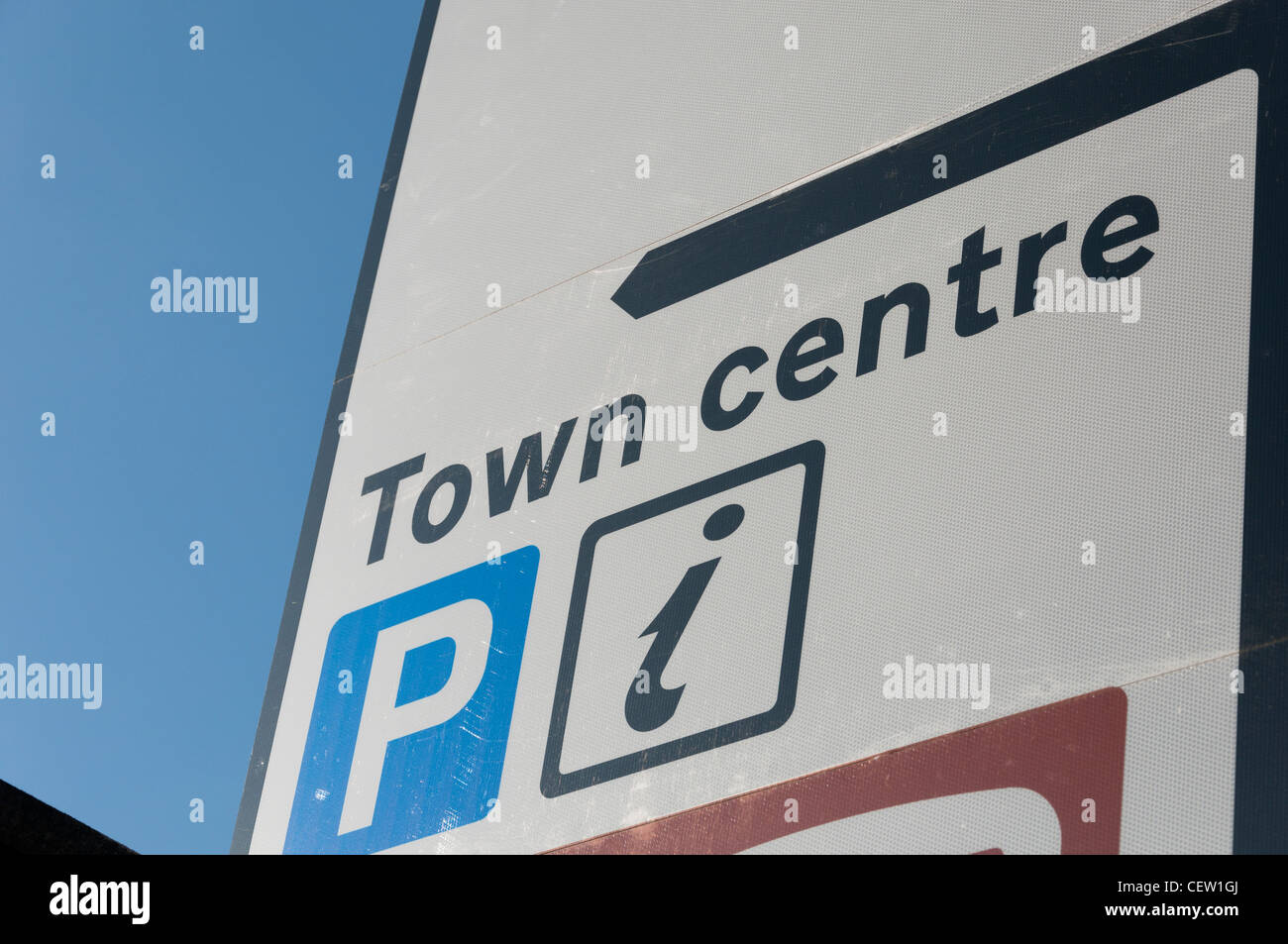 Verkehrszeichen für Stadtzentrum UK Stockfoto