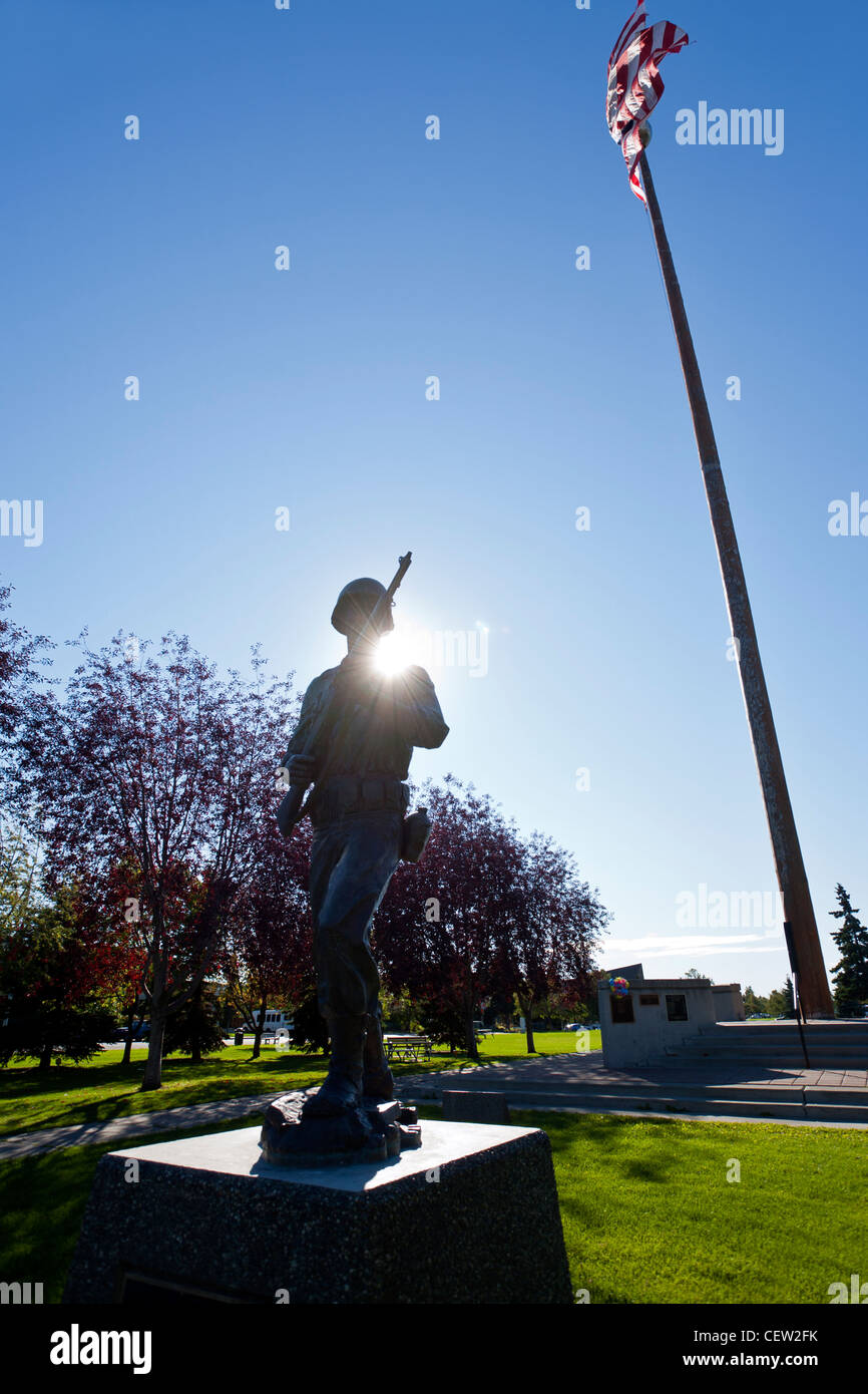 Denkmal für Alaska Kriegsveteranen von Joan Bugbee Jackson Anchorage. Alaska. USA Stockfoto