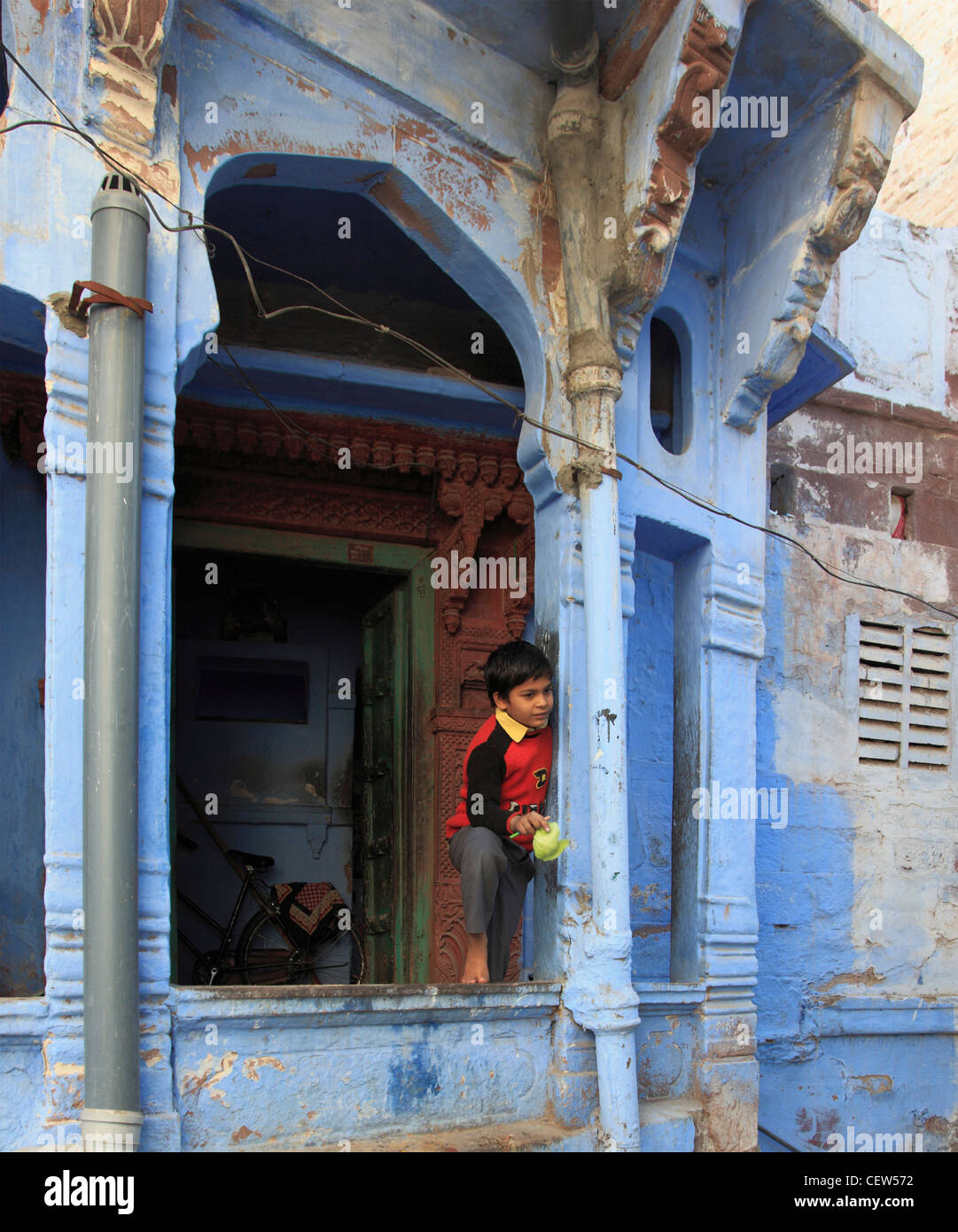 Indien, Rajasthan, Jodhpur, Altstadt, Haus, traditionelle Architektur, Stockfoto
