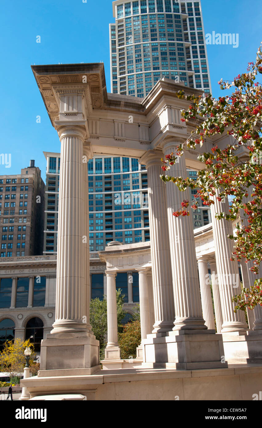 Chicago, Millennium Park und Wrigley Square Stockfoto