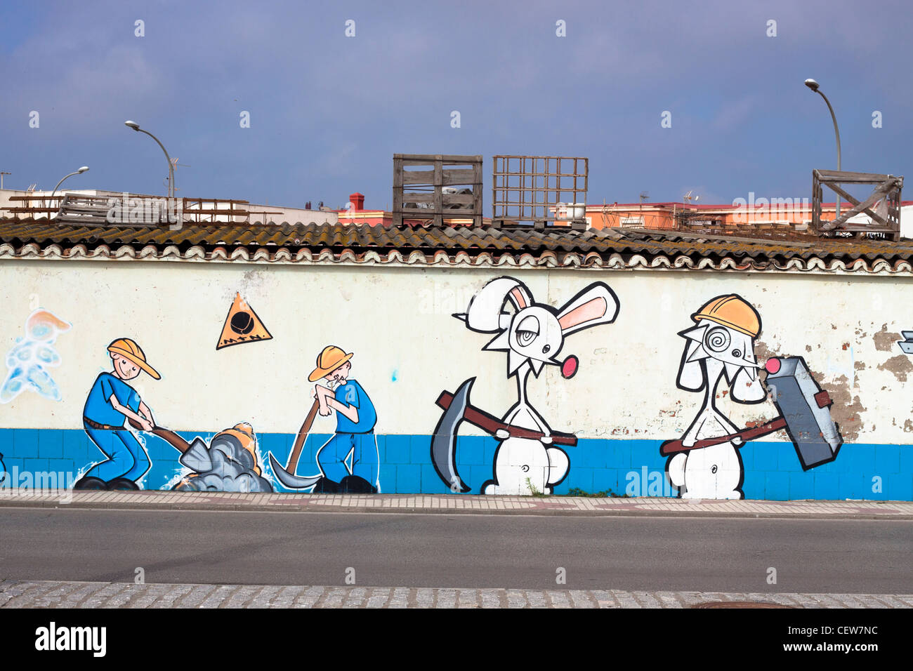 Graffiti street-Art-Bilder. La Linea De La Concepcion, Cádiz, Andalusien, Spanien. Stockfoto