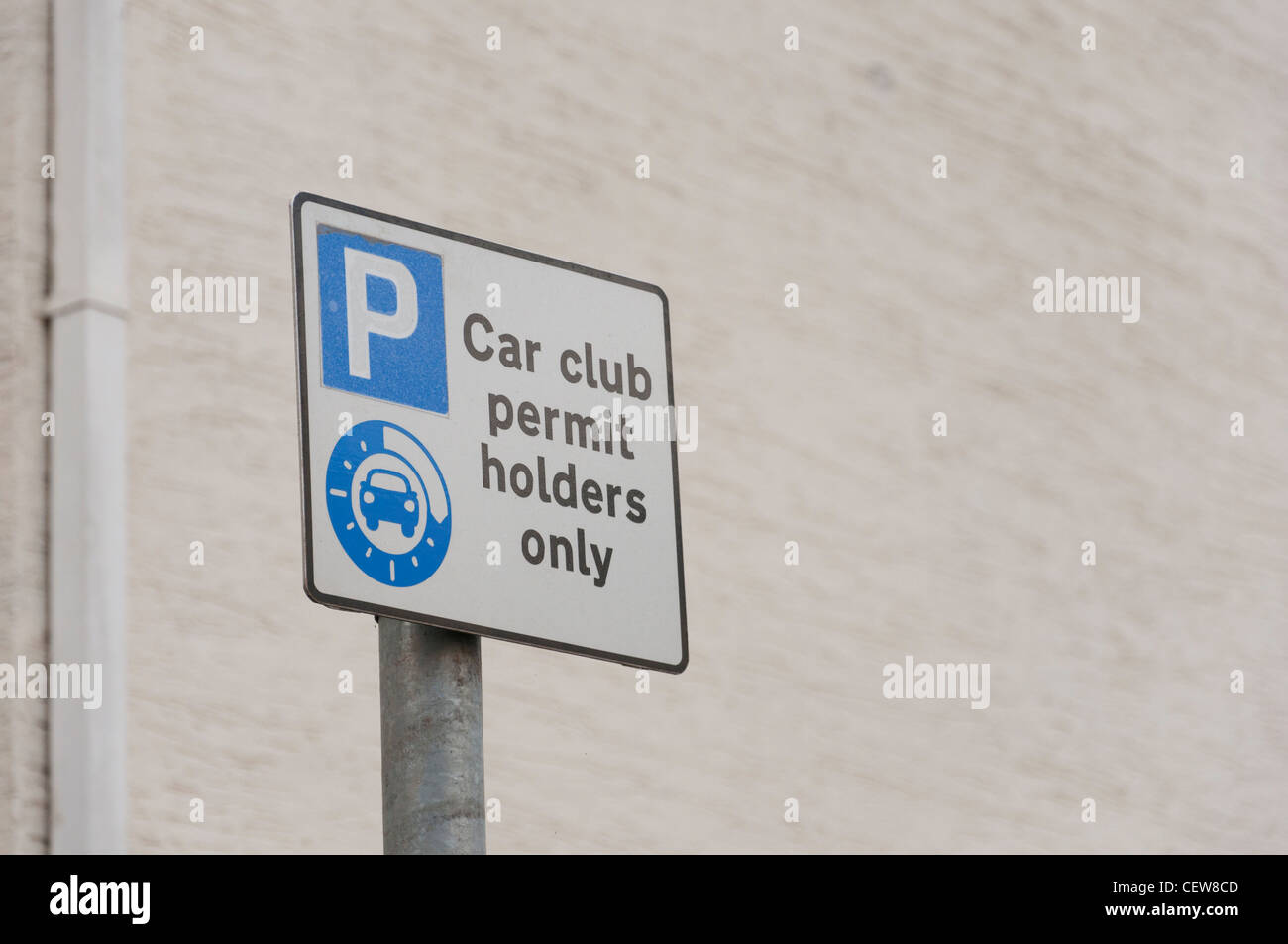Auto Club Zeichen für Stellplätze für Car sharing Verein reserviert. Stockfoto