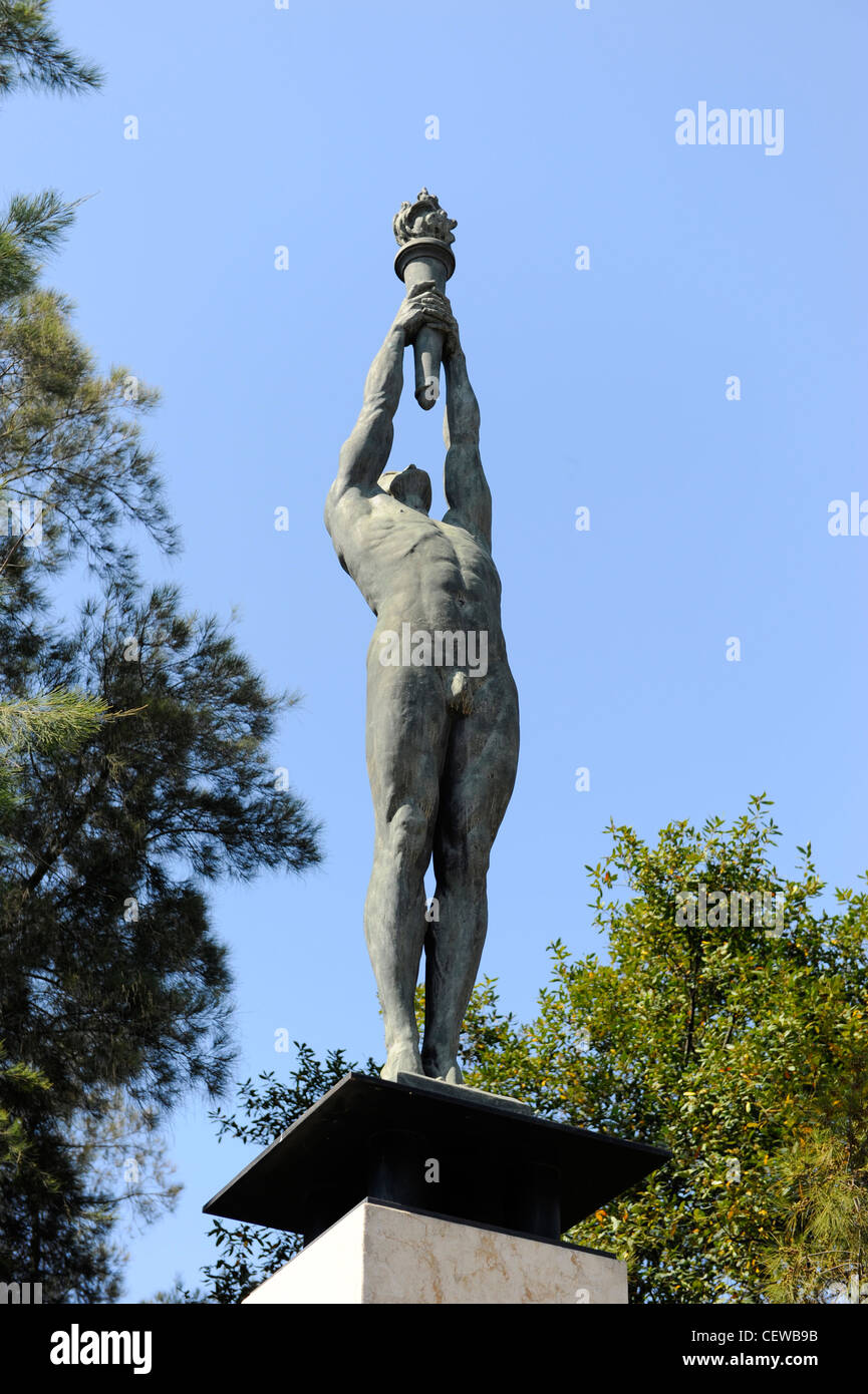 Statue Francisco Ferrer Barcelona Spanien Europa Katalonien Stockfoto