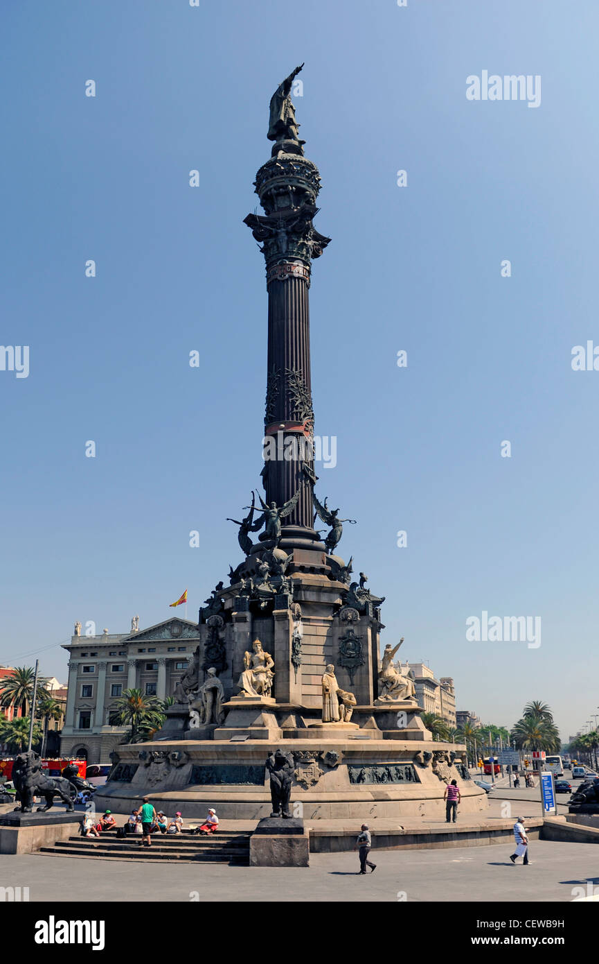 Christopher Columbus-Statue-Barcelona-Spanien-Europa-Katalonien Stockfoto