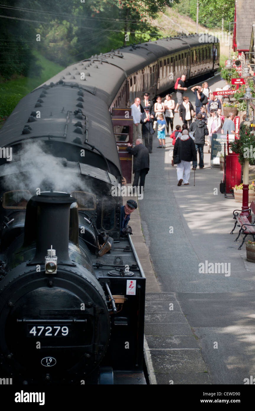 Haworth-Station, Bestandteil der Keighley und Wert Valley Railway. Stockfoto