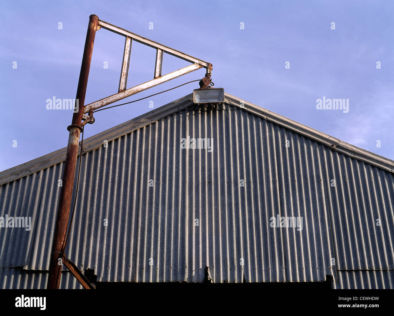 Äußere Detail der alten Scheren Schuppen auf Neds Ecke Bahnhof in Victoria Australien Stockfoto