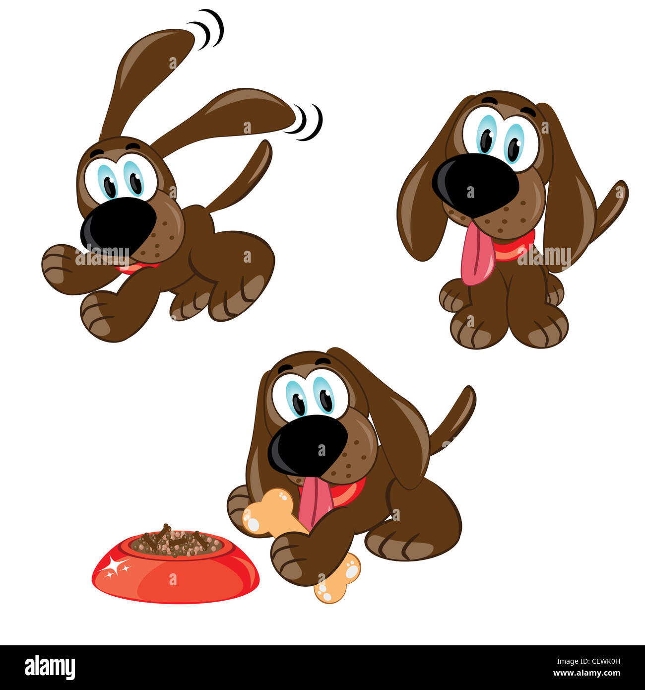 Cartoon-Hunde-Satz. Raster-Version.  Version ist in meiner Galerie. Stockfoto