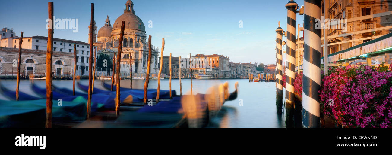 Gondeln auf dem Canale Grande am Rialto, Venedig, Italien Stockfoto