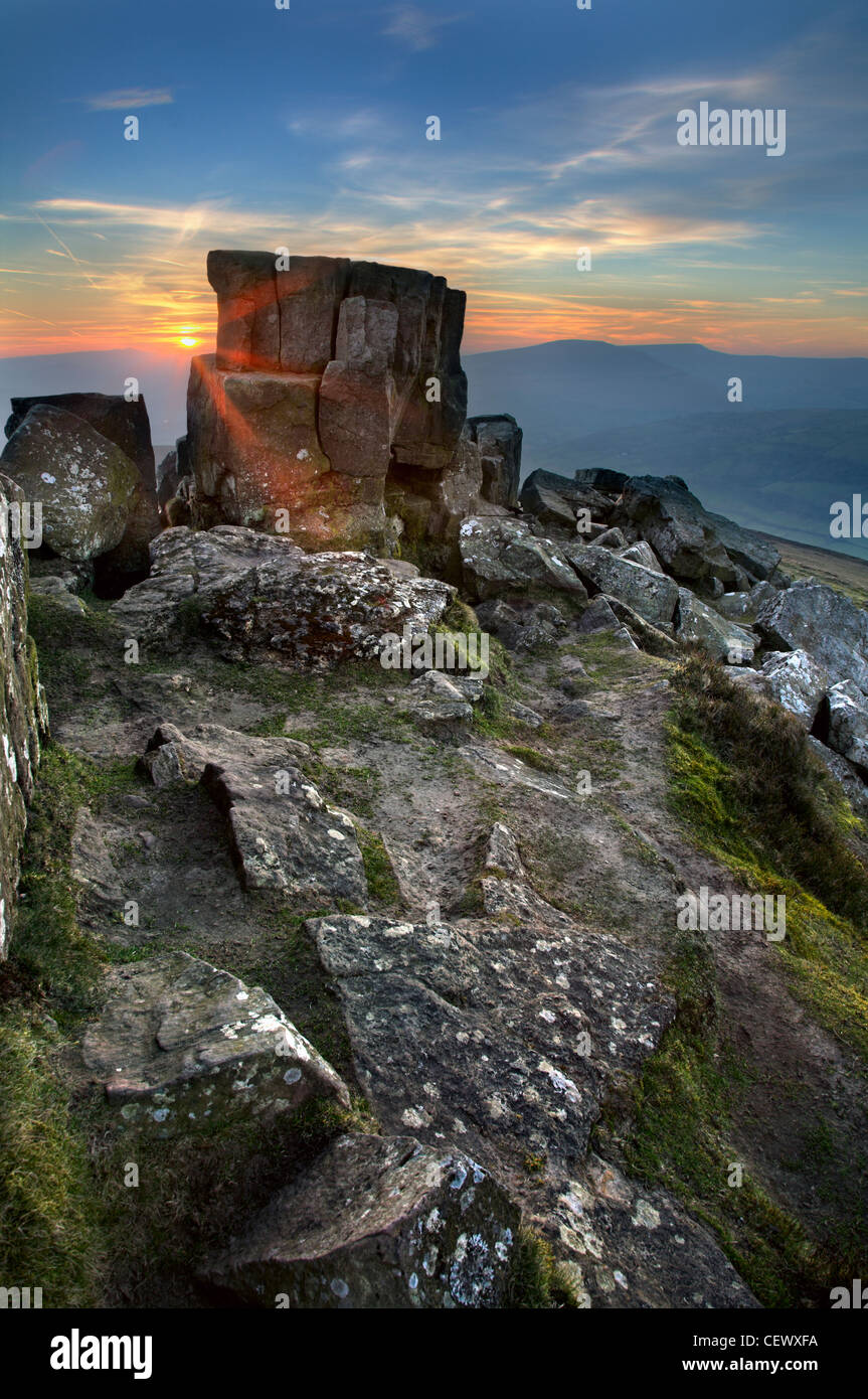 Blick nach Westen von der Zuckerhut in der Nähe von Abergavenny in Südwales. Stockfoto