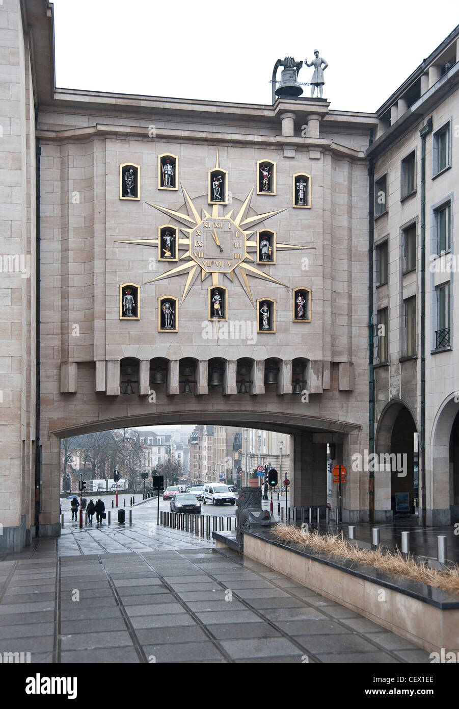 Le Carillon du Mont des Arts Jacquemart Carillion Uhr in Brüssel Stockfoto