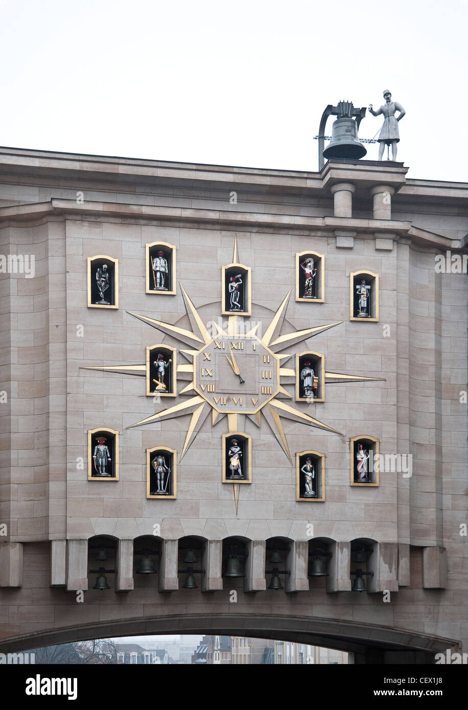 Le Carillon du Mont des Arts Jacquemart Carillion Uhr in Brüssel Stockfoto
