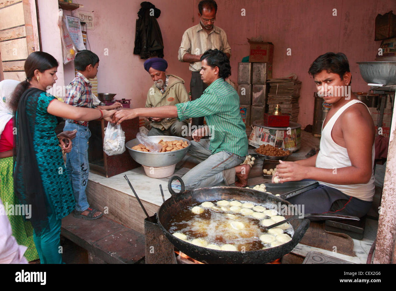 Indien, Rajasthan, Jodhpur, Altstadt, Speiselokal, Restaurant, Personen, Stockfoto