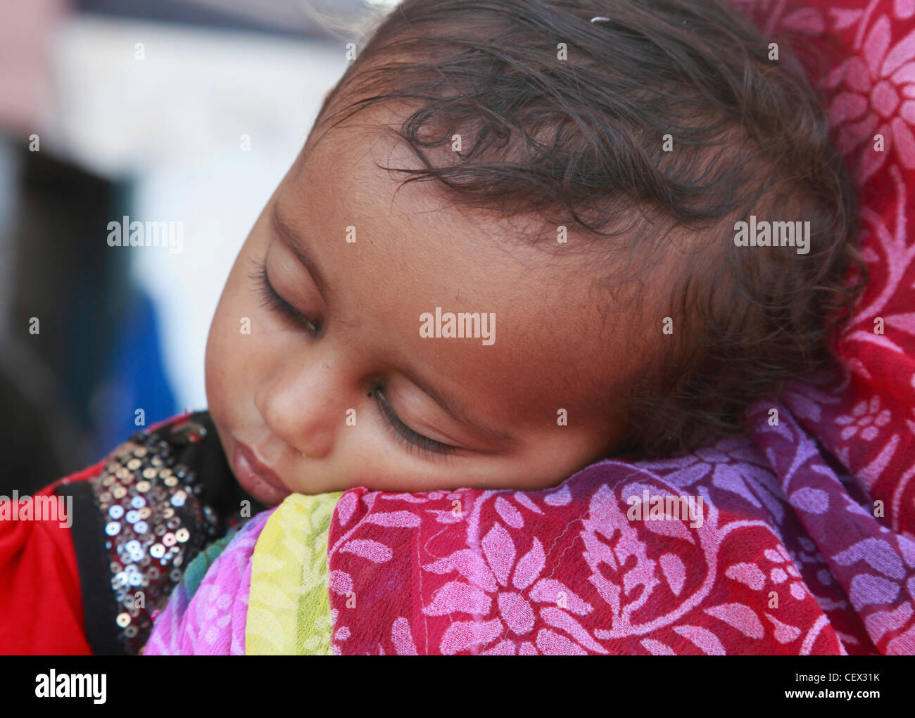 Indien, Rajasthan, Jodhpur, schlafendes Kind, Stockfoto