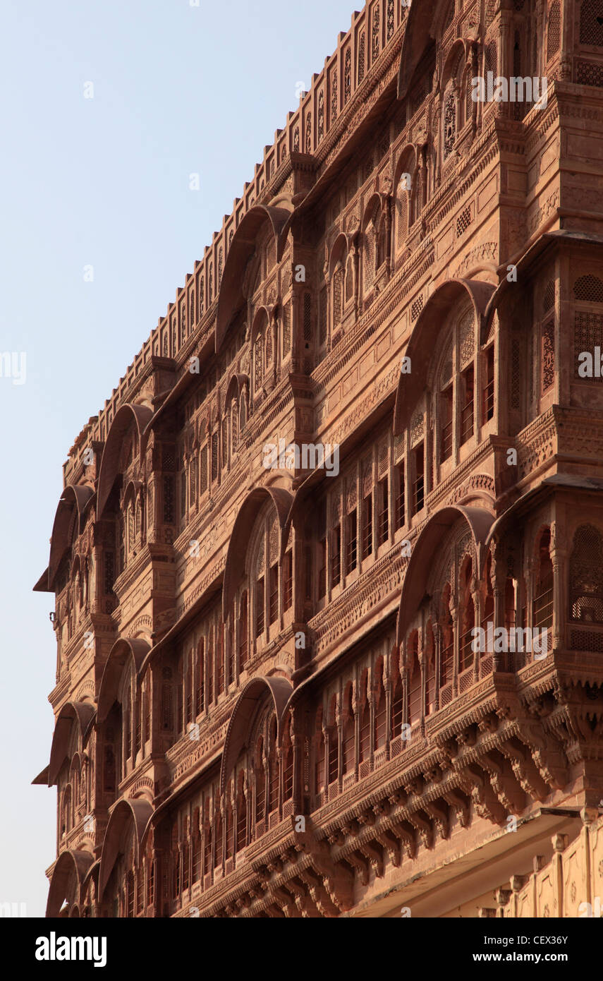 Indien, Rajasthan, Jodhpur, Mehrangarh Fort, Windows, Stockfoto