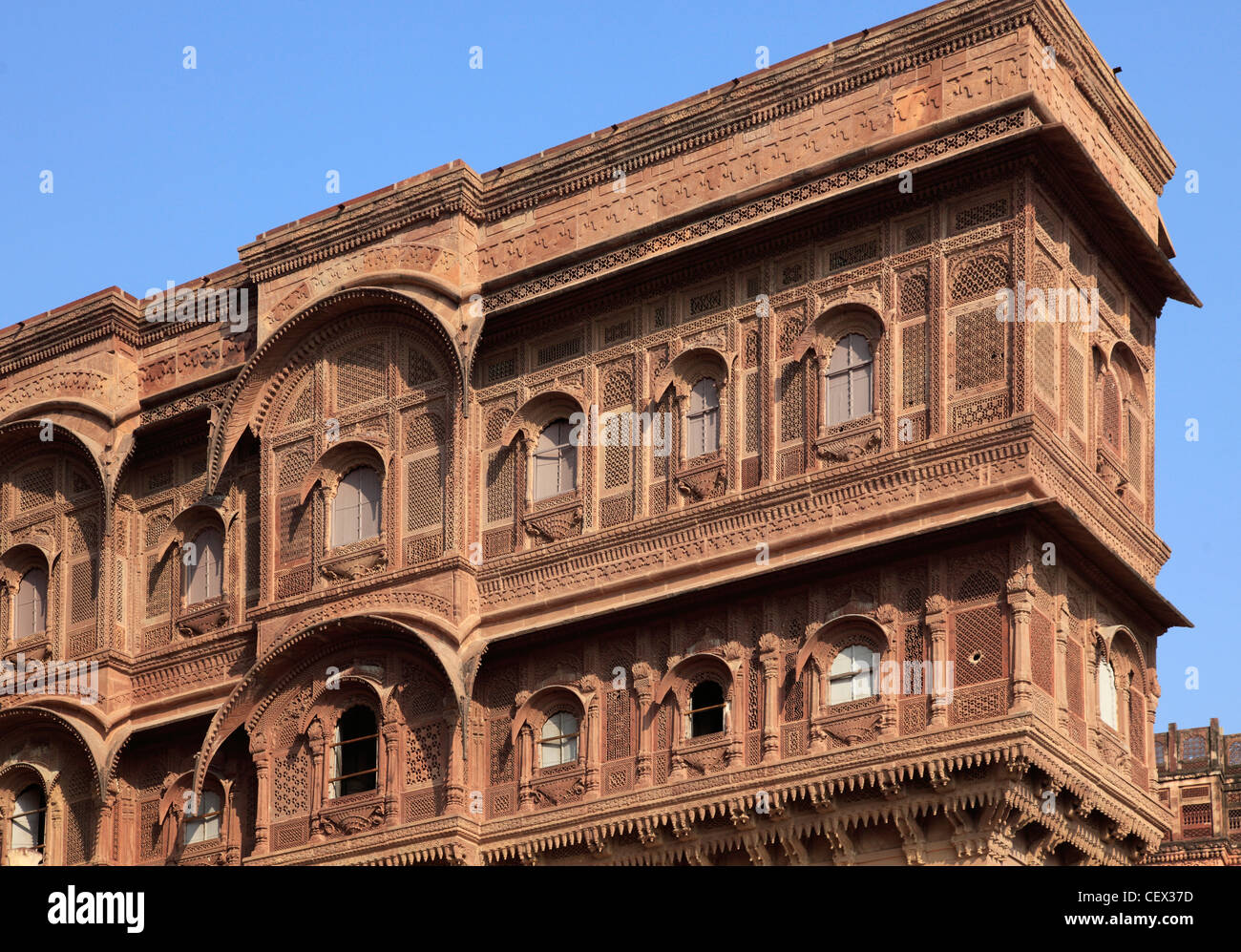 Indien, Rajasthan, Jodhpur, Mehrangarh Fort, Windows, Stockfoto