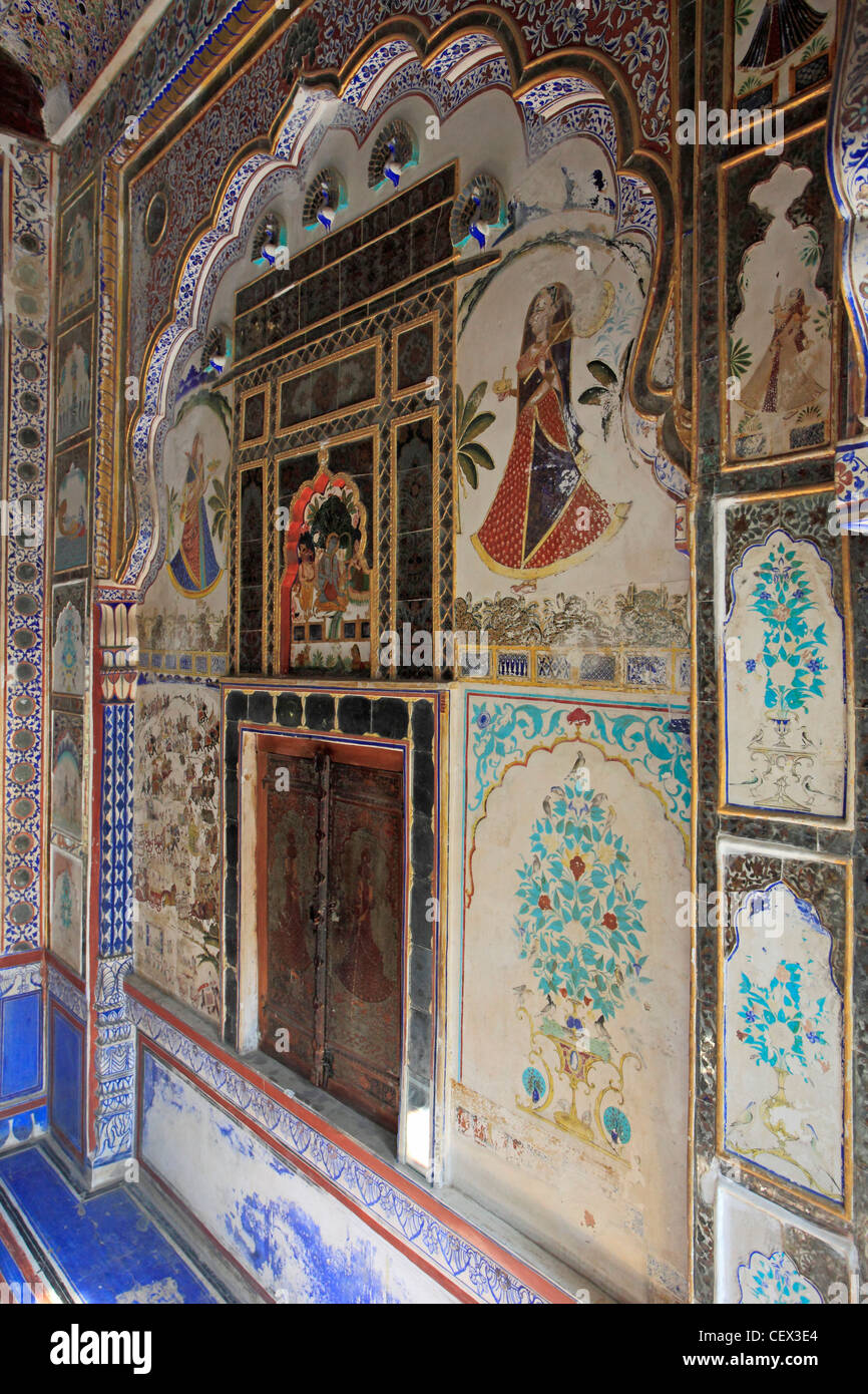 Indien, Rajasthan, Jodhpur, Mehrangarh Fort, Takhat Vilas, Schlafgemach der Maharaja Takhat Singh, Stockfoto