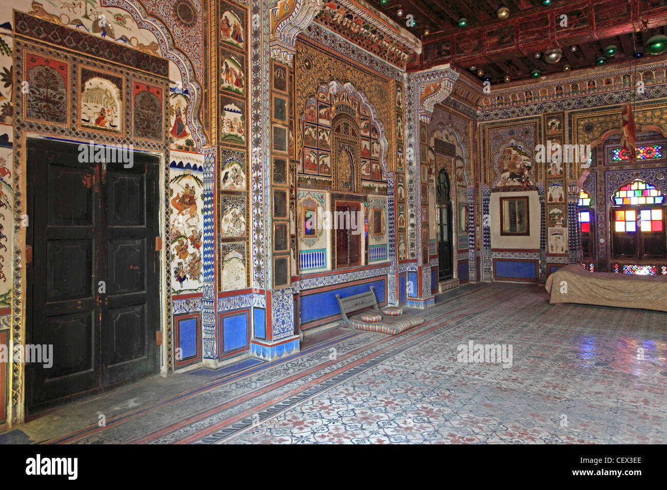 Indien, Rajasthan, Jodhpur, Mehrangarh Fort, Takhat Vilas, Schlafgemach der Maharaja Takhat Singh, Stockfoto
