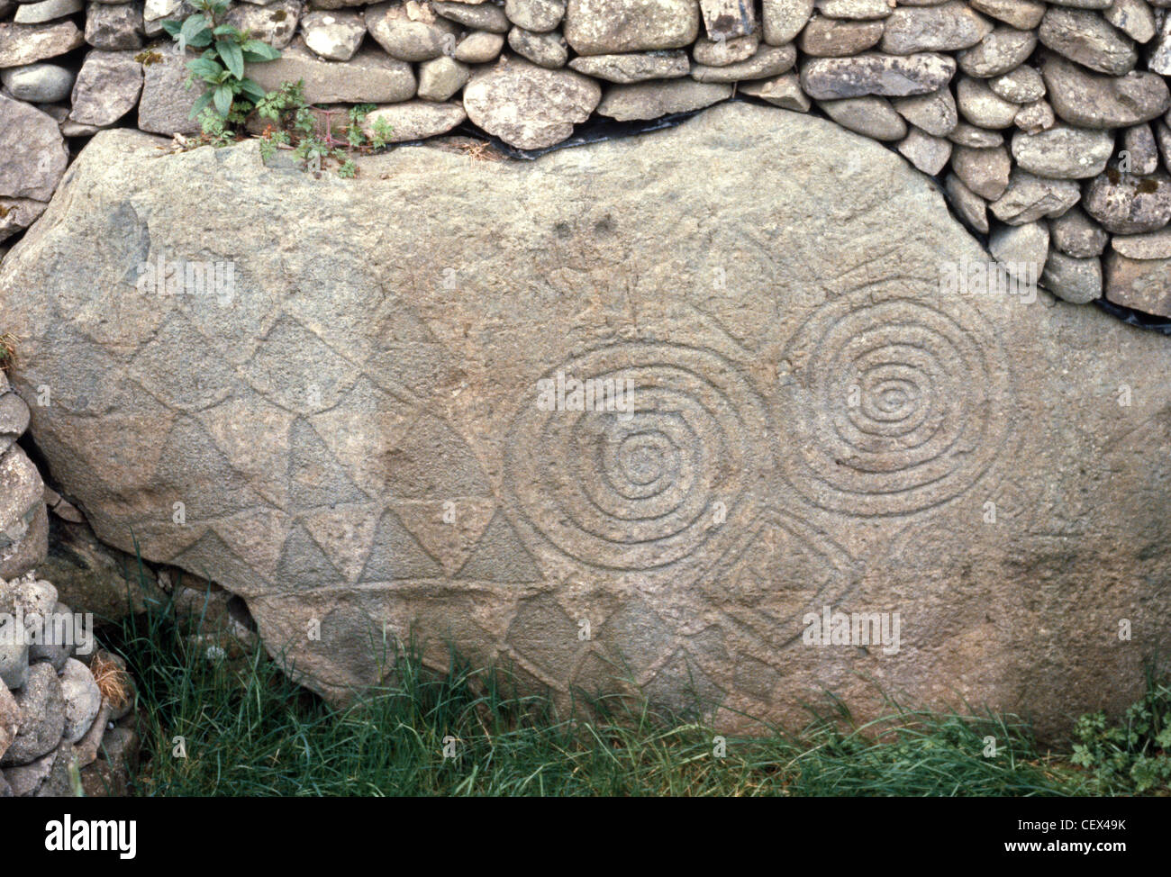 Newgrange - Bordstein 67 Stockfoto