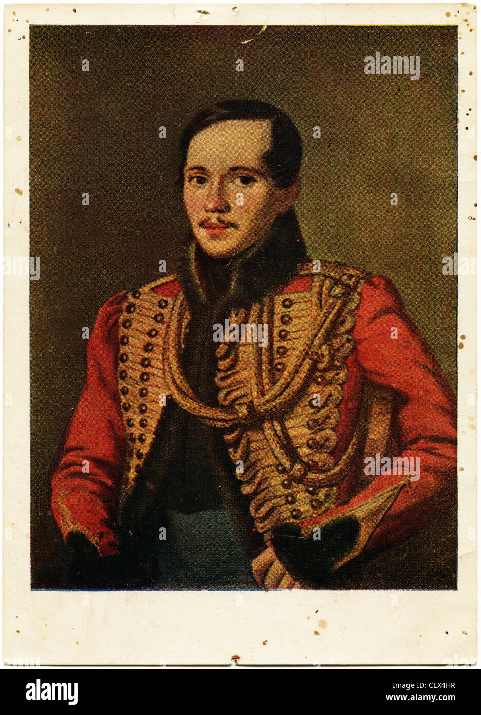 P Zabolotsky - Porträt von Mikhail Lermontov in Form von das Leben Wachen Husaren-Regiment Stockfoto