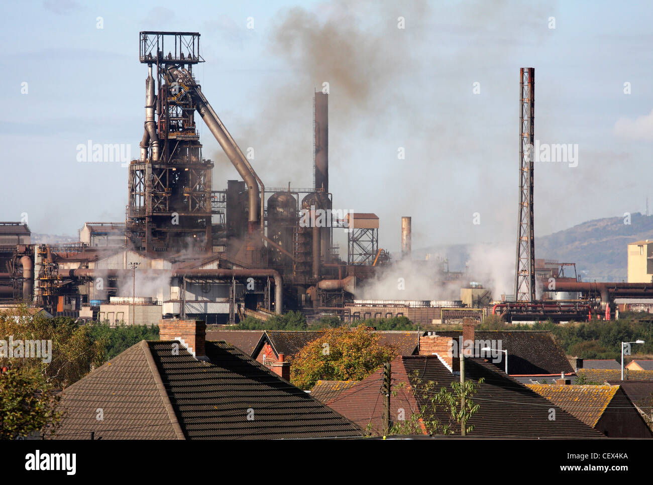 Ein Blick in Richtung Port Talbot Stahl arbeitet in Wales 3. Stockfoto