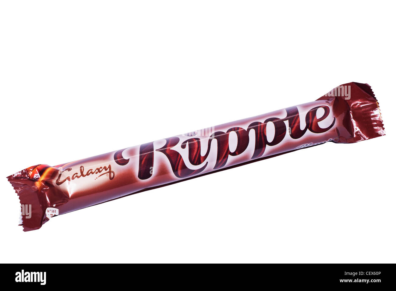 Eine Galaxie Milchschokolade Ripple Bar auf weißem Hintergrund Stockfoto