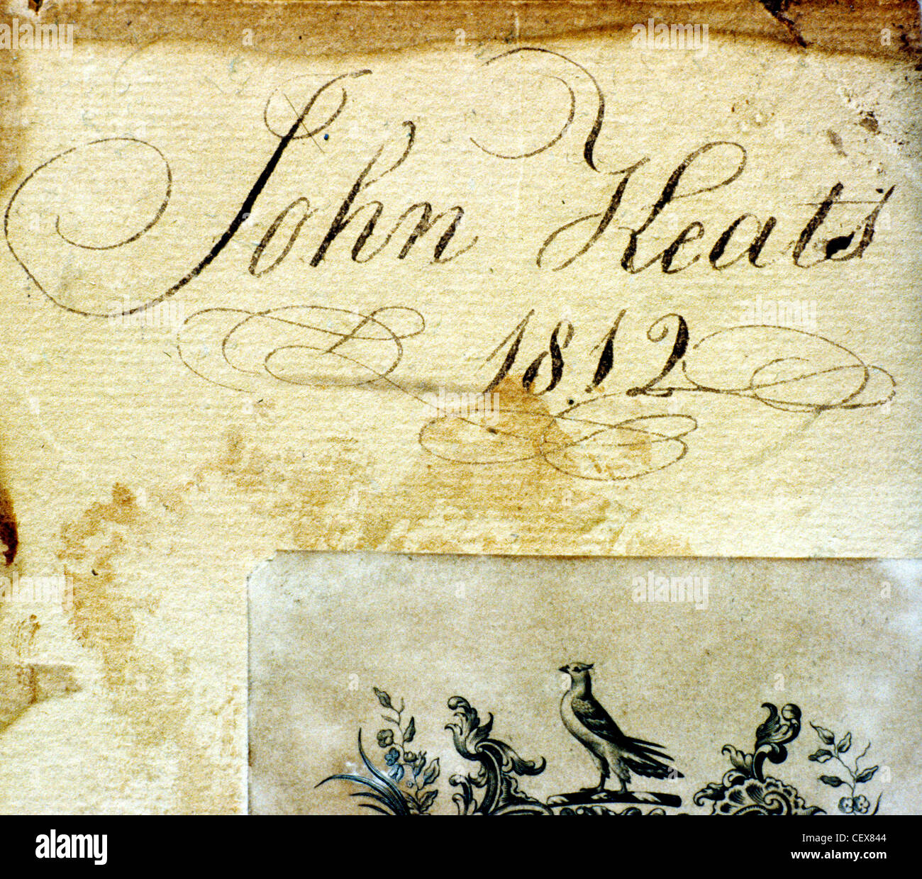 John Keats Signatur, 1812, Keats Museum berühmte Signaturen englischer Dichter Dichter London England UK Stockfoto