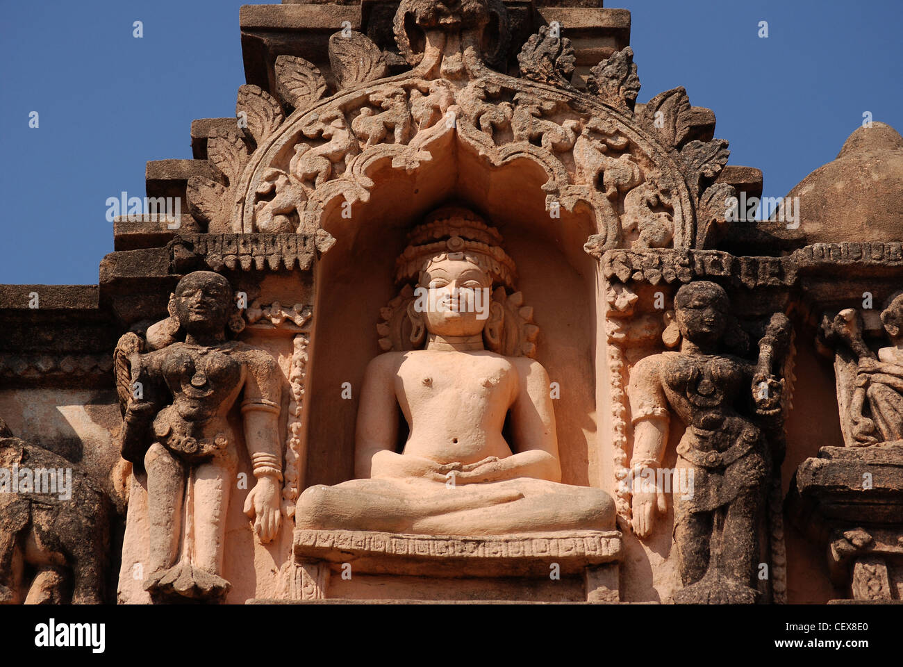 Skulptur des Buddha, Meditation, Shravanabelagola, Karnataka, Indien Stockfoto