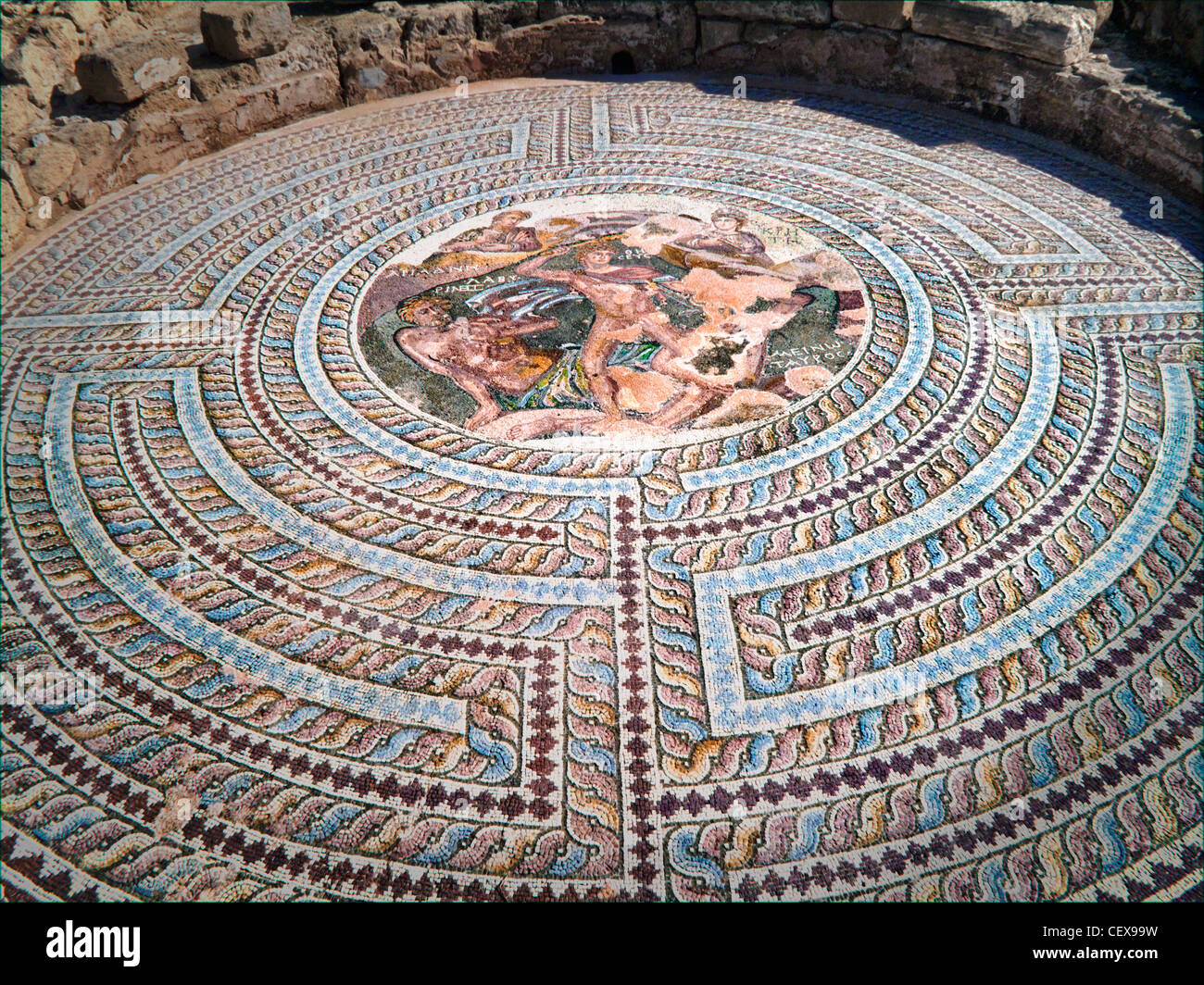 CY - NEA PAPHOS: Mosaik am Haus des Aion (Theseus und dem Minotaurus) Stockfoto