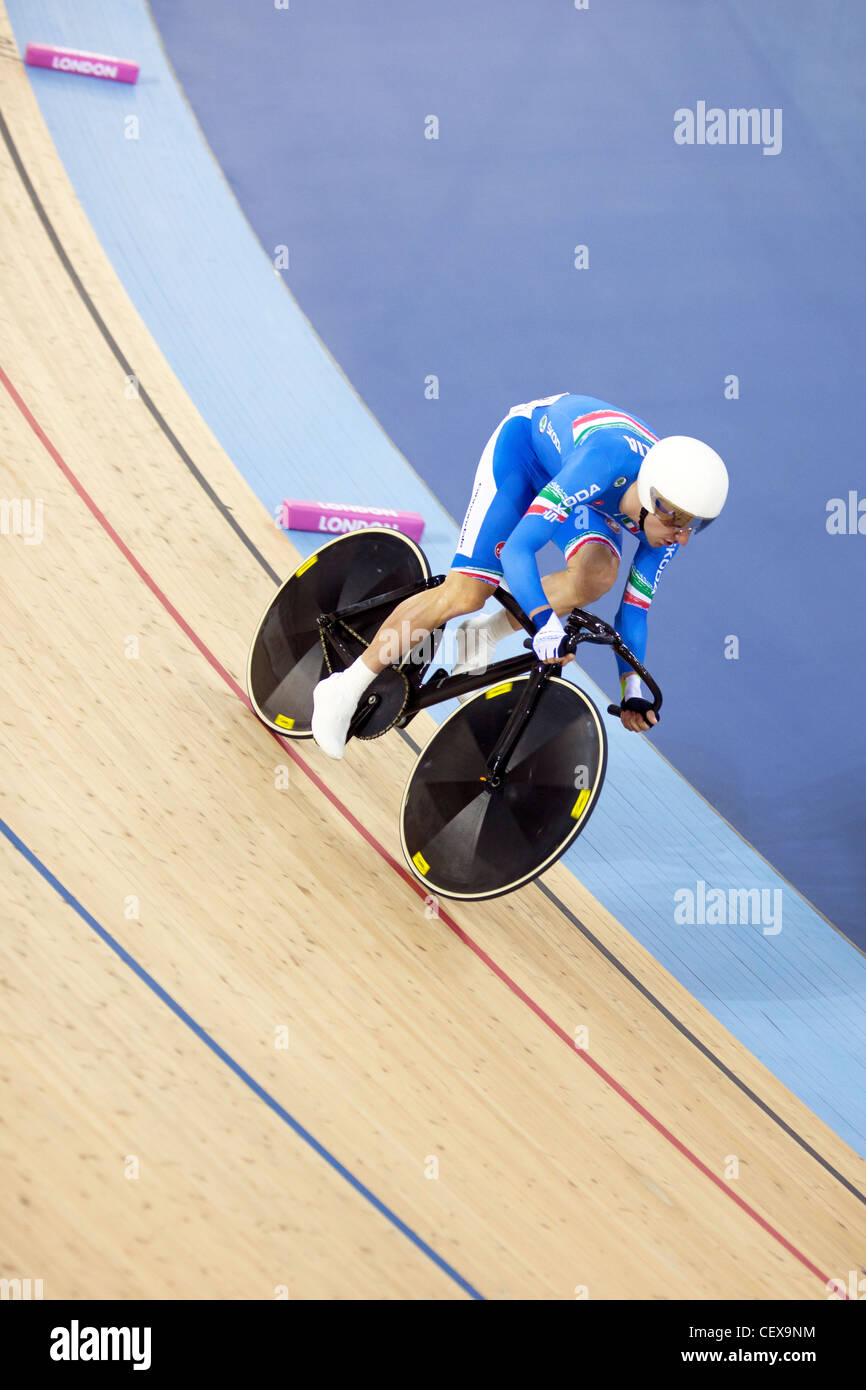 Elia VIVIANI (ITA) Männer Omnium fliegen-Runden-Rennen, Track Cycling World Cup 2012 London bereitet Serie 2012 Stockfoto