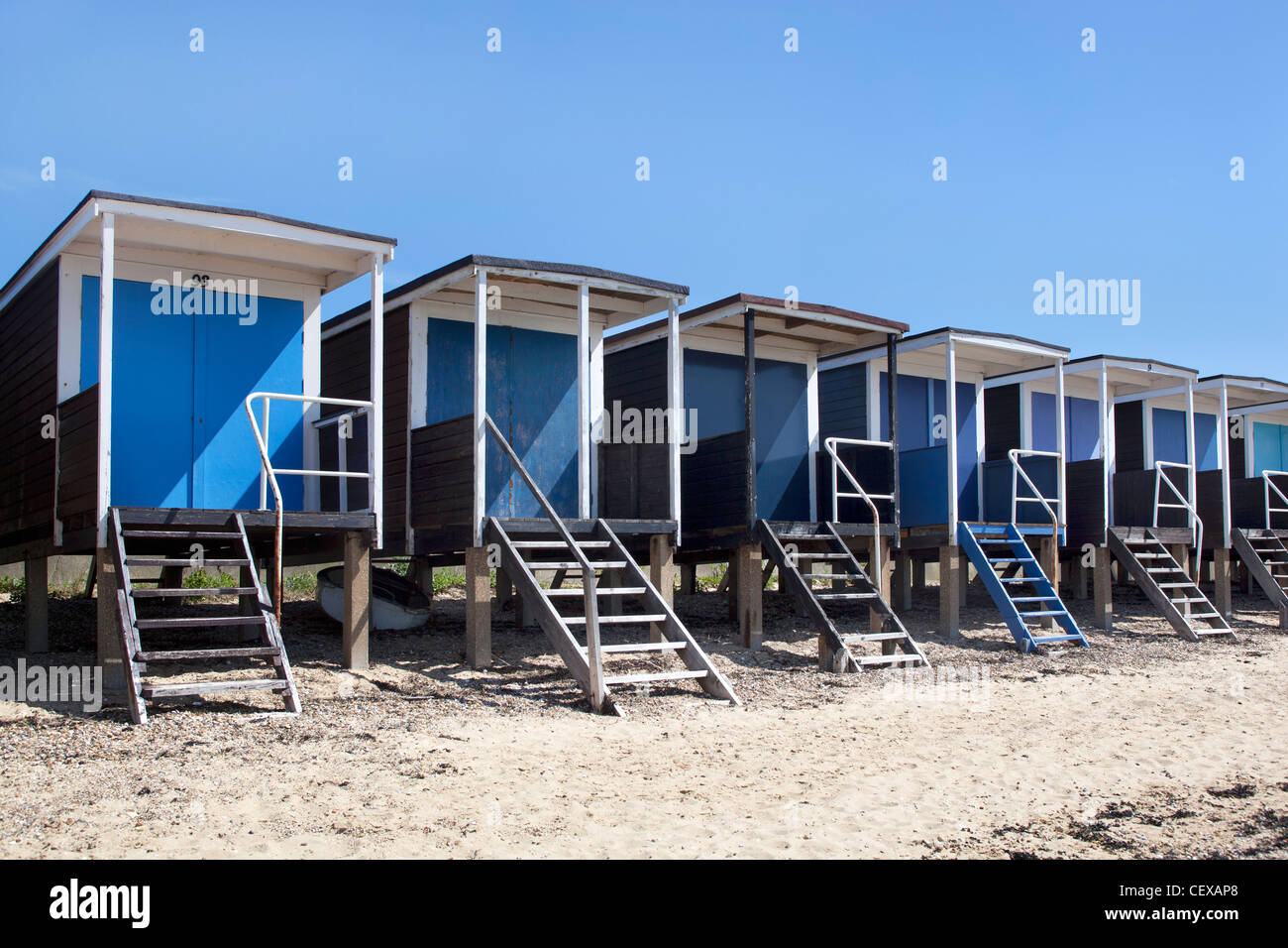 Strandhütten Thorpe Bay Stockfoto