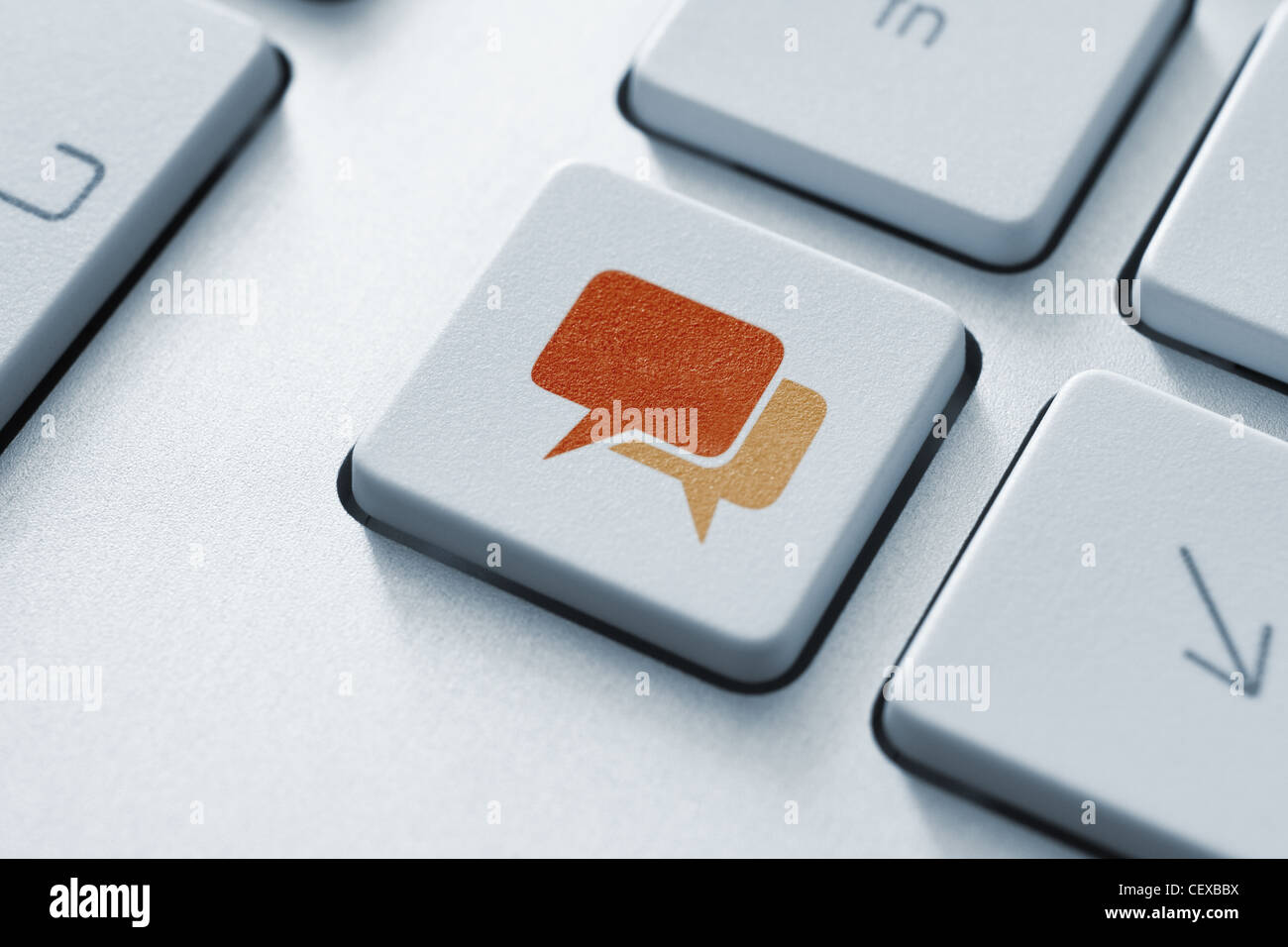 Speech Bubble-Taste auf der Tastatur. Getönten Image. Stockfoto