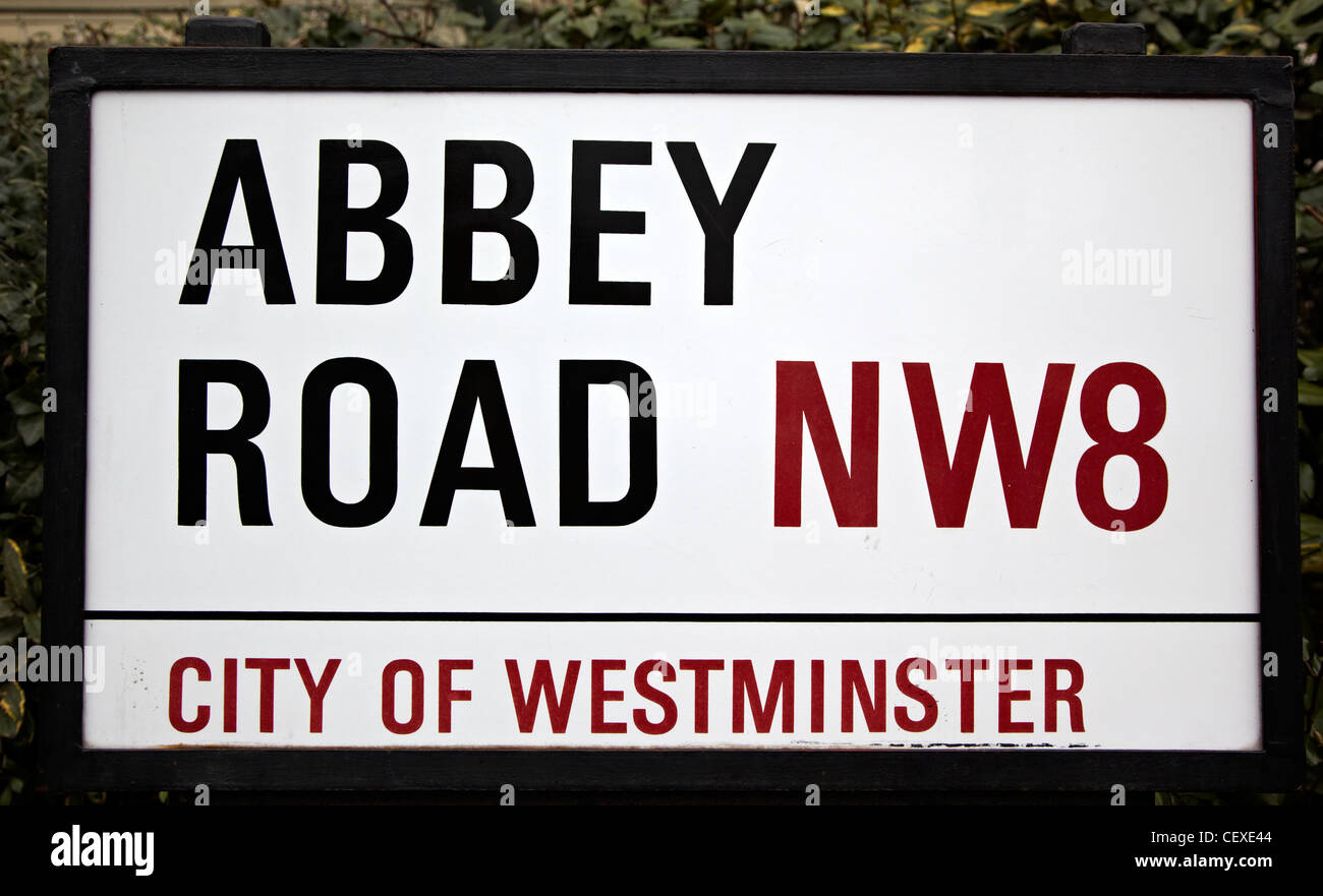 Abbey Road Roadsign London UK Stockfoto